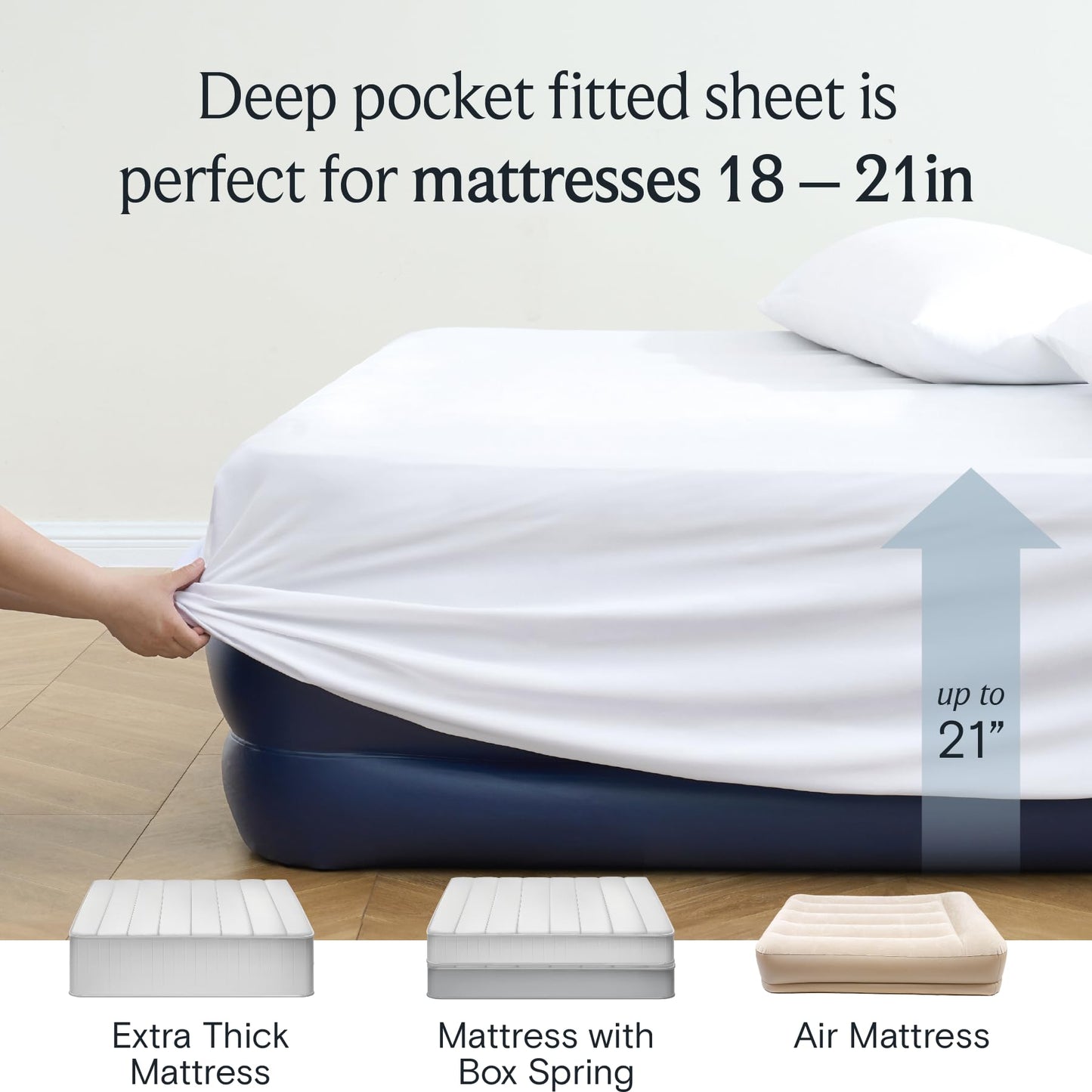 LuxClub 4 PC Queen Sheet Set, Bed Sheets Queen Size, Deep Pockets 18" Wrinkle Free Cooling Bed Sheets Machine Washable Hotel Bedding Silky Soft - White Queen