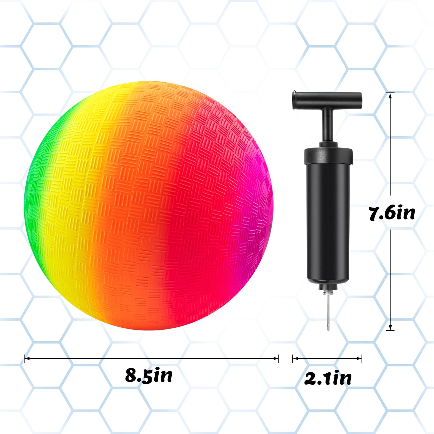 Mic Micsoa Playground Balls Kickballs Bulk 8.5 Inch, Rainbow Playground Ball Set for 3+ Kids and Adults, Dodgeball Kick Balls Handball for Indoor & Outdoor Schoolyard Games with Hand Pump(4 Pack)