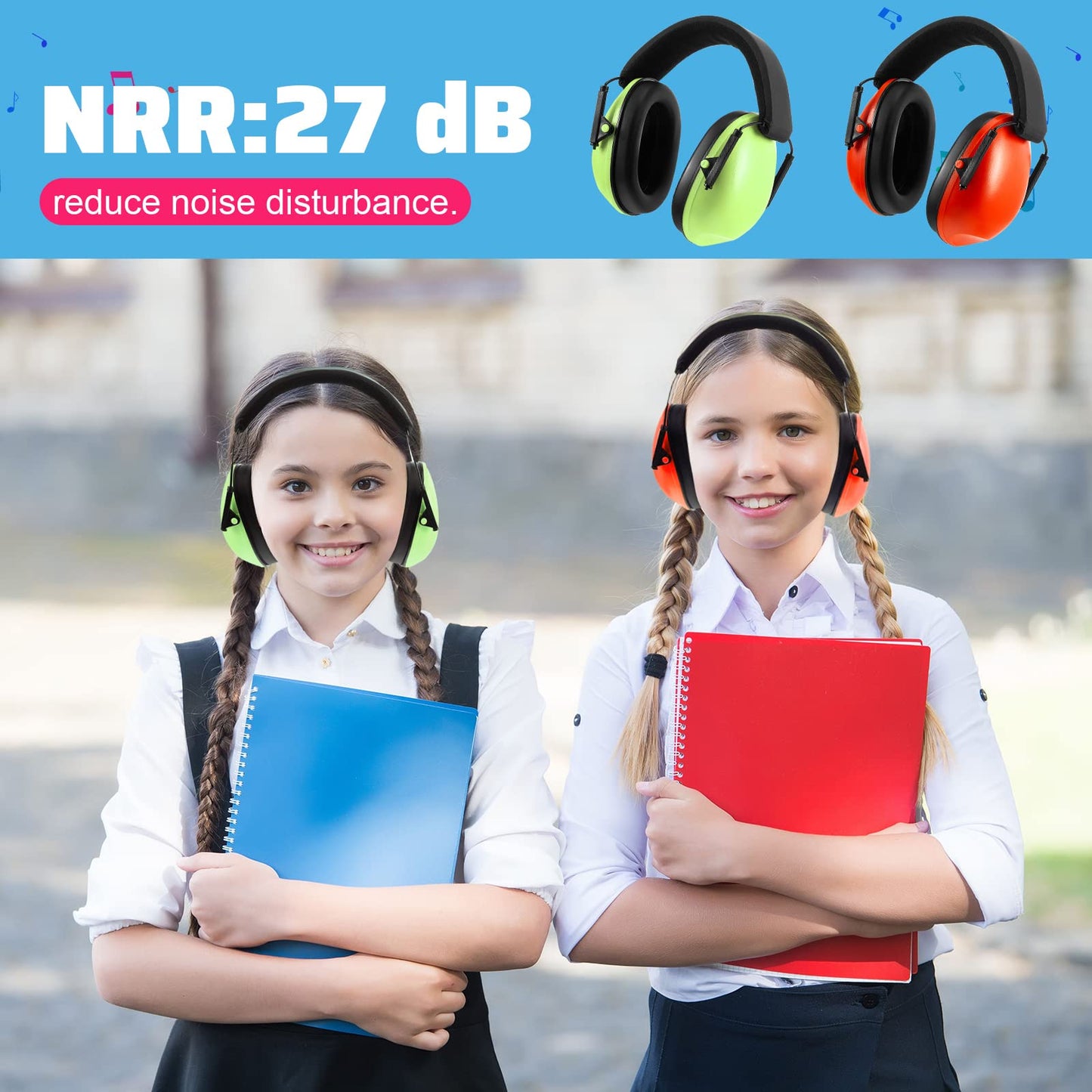 Amylove 12 Pcs Kids Ear Protection Noise Cancelling Headphones Ear Muffs Bulk 27db Adult Noise Reduction Hearing Earmuff(Universal Fit (kids & Adults),Classic Style,Vibrant Color)