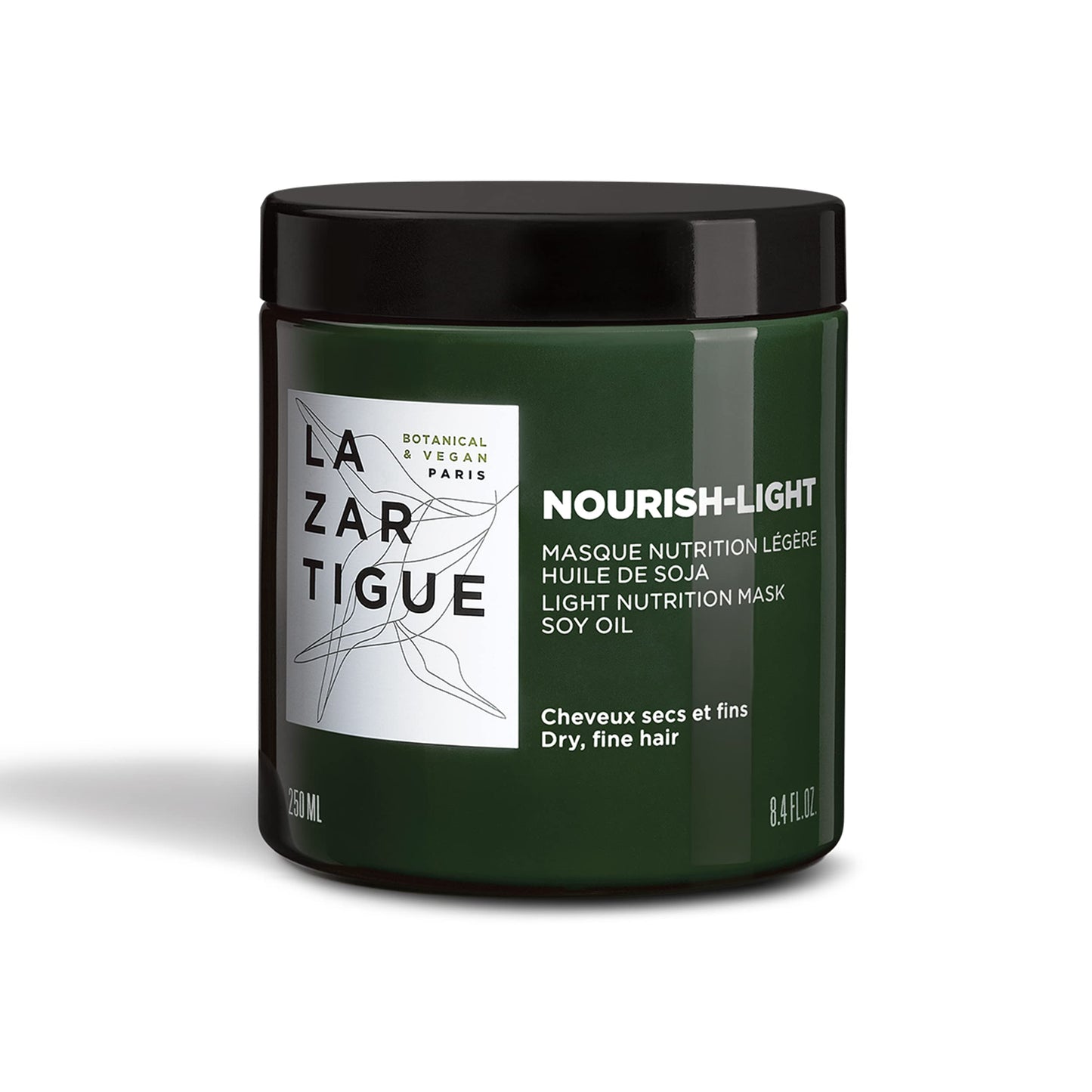 Lazartigue Nourish-Light Mask, Enhanced with the Richness of Soybean Oil, Strengthens Hair Fibers, Softens and Moisturizes Hair, 8.4 Fl Oz