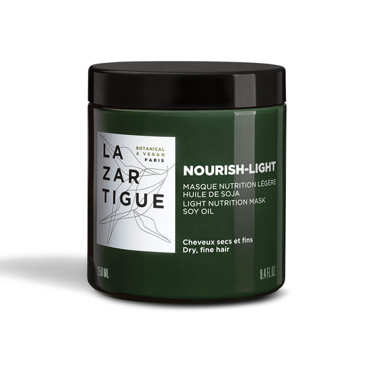 Lazartigue Nourish-Light Mask, Enhanced with the Richness of Soybean Oil, Strengthens Hair Fibers, Softens and Moisturizes Hair, 8.4 Fl Oz