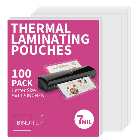 Binditek 100 Pack 7 Mil Thermal Laminating Pouches, 9x11.5 Inches Laminating Sheets, for Letter Size, Ultra Clear, Glossy, Hold 8.5x11 Inches, Heat Seal, School Office Supplies