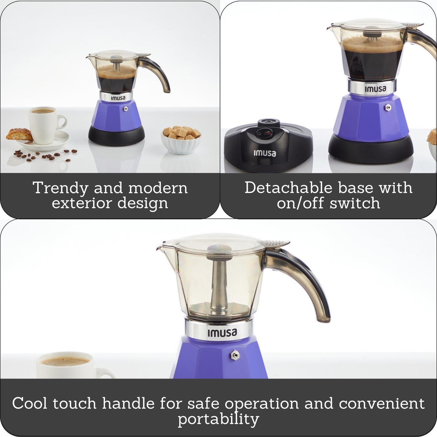 IMUSA 3 or 2cup Electric Espresso Maker, Purple