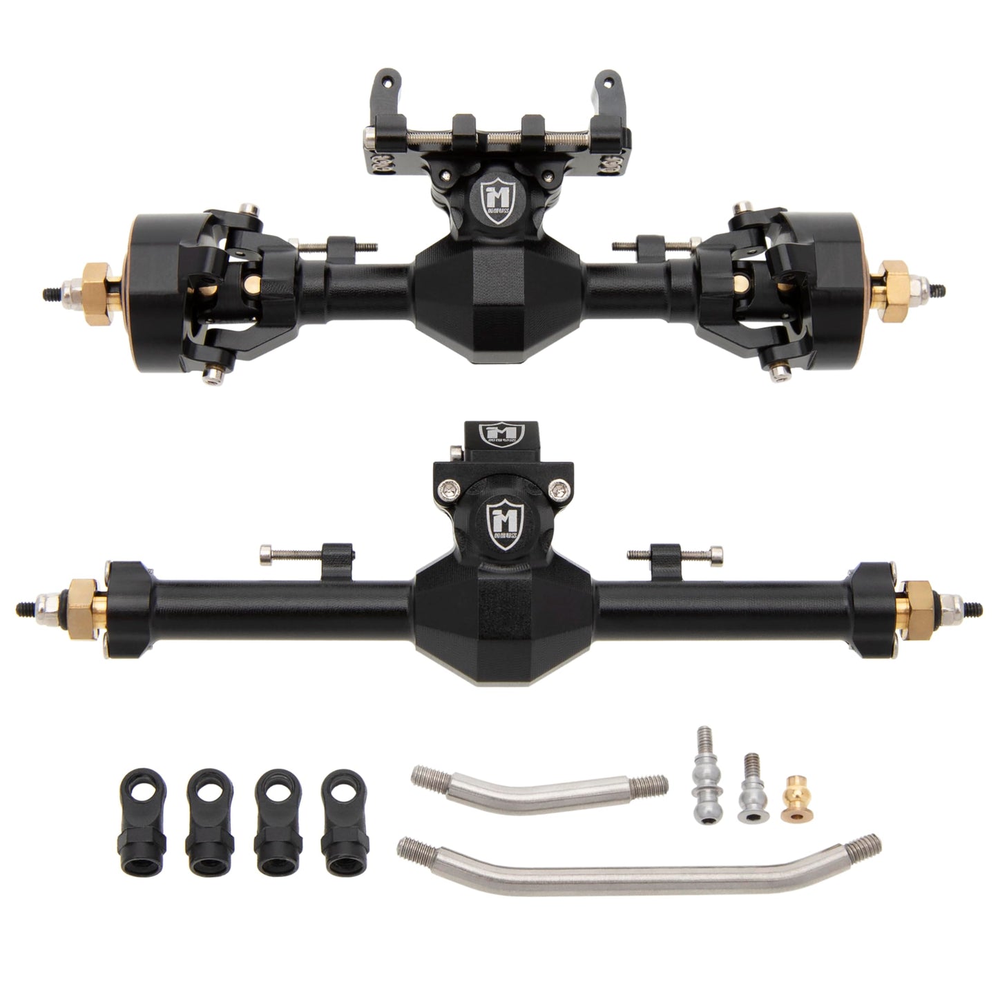 MEUS RACING SCX24 Axles Isokinetic 3-Section CVD 52° Max. Steering Angle +5mm Widened SCX24 Upgrades for Axial SCX24 Deadbolt C10 JLU Gladiator Bronco 1/24 RC Crawler (Front and Rear- Black)