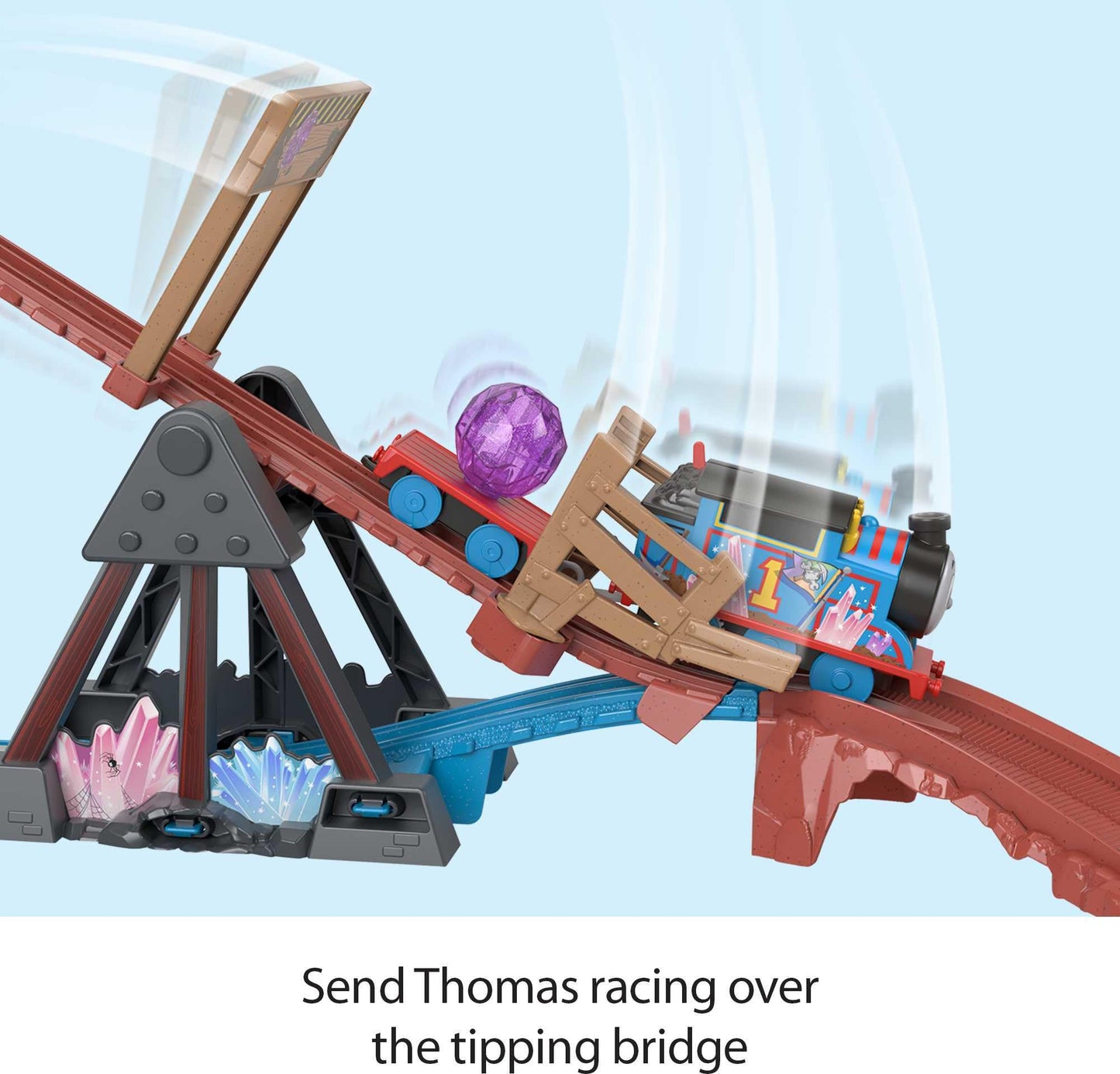 Thomas & Friends Motorized Toy Train Set Crystal Caves Adventure with Thomas, Tipping Bridge & 8 Ft of Track for Kids Ages 3+ Years