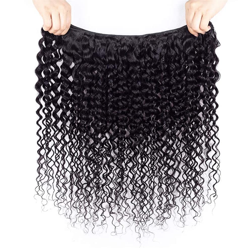 Ladiaryf Curly Weave Bundles Human Hair Brazilian Kinky Curly 3 Bundles Human Hair 300g Bundles 100% Unprocessed Virgin Hair Kinky Culry Bundles Double Weft Hair Bundles Natural Black 14 16 18 Inch