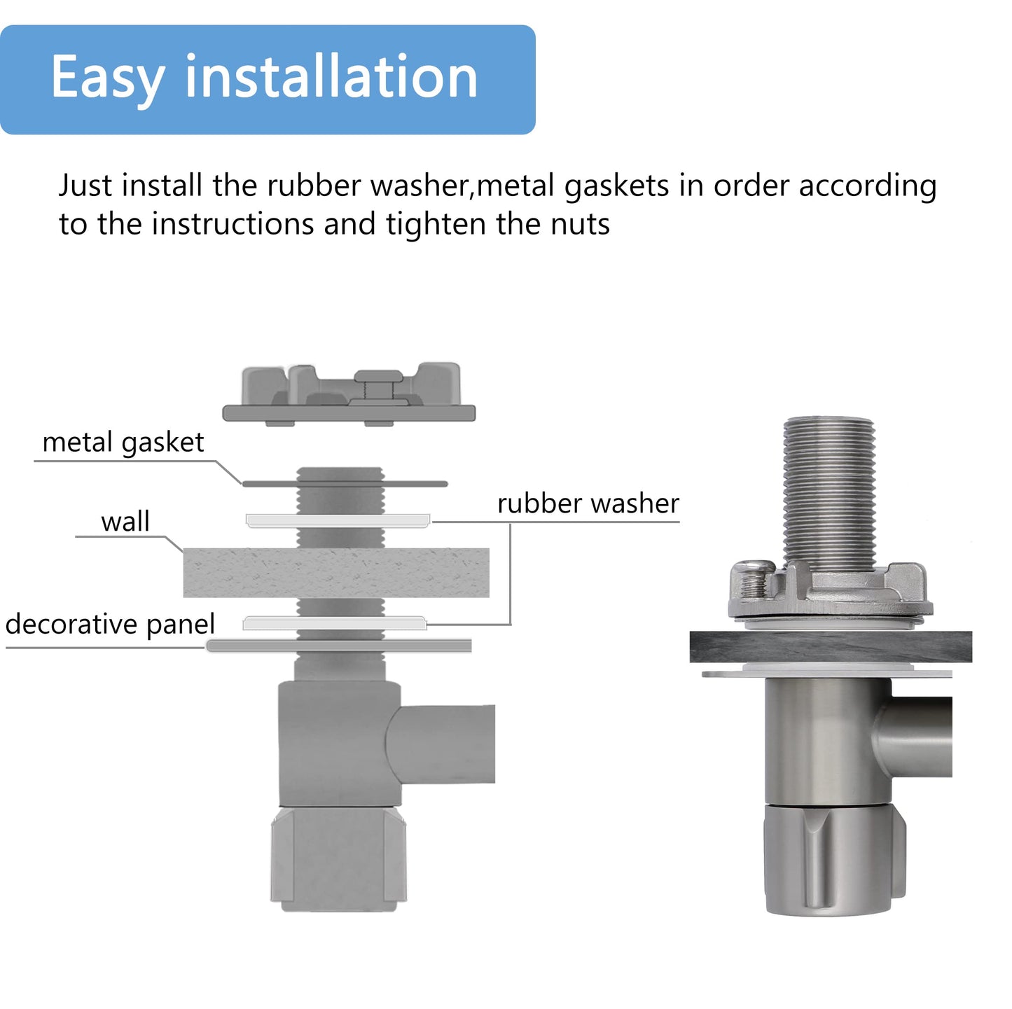 All Metal RV Shower Faucet, Camper Shower Faucet Valve, 4”RV Shower Replacement Valve Diverter (Brushed Nickel)