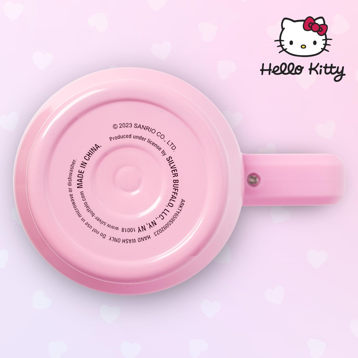Silver Buffalo Sanrio Hello Kitty Waving Double Walled Stainless Steel Tumbler with Handle and Straw, Fits in Standard Cup Holder, 40 Ounces