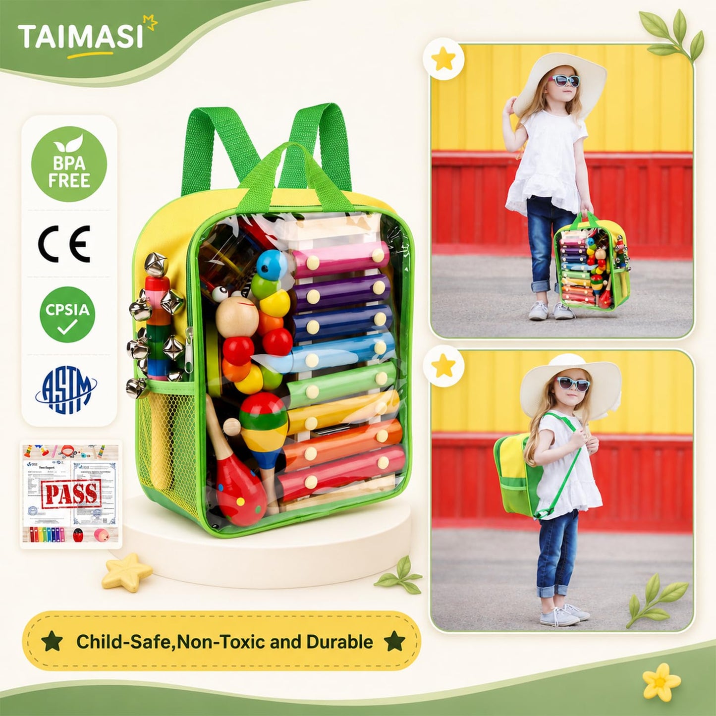 Kids Musical Instruments, 33Pcs 18 Types Wooden Percussion Instruments Tambourine Xylophone Toys for Kids Children, Preschool Education Early Learning Musical Toy for Boys and Girls