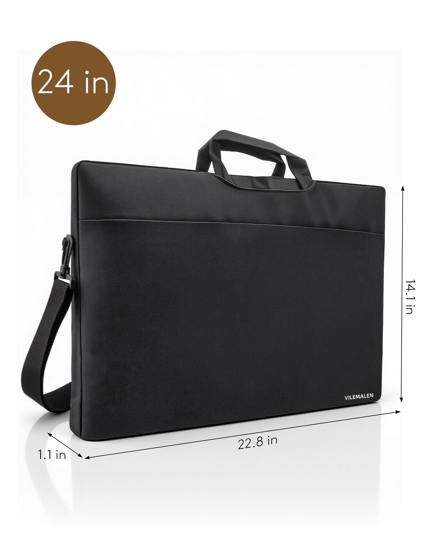 23.8-24 Inch Portable Monitor Sleeve, Water-Resistant Dustproof Case & Soft Lining with Multi-Carry Design (Handle/Shoulder Strap/Luggage Strap), Multi-Pocket Protective Bag for Monitor/Laptop/Tablet
