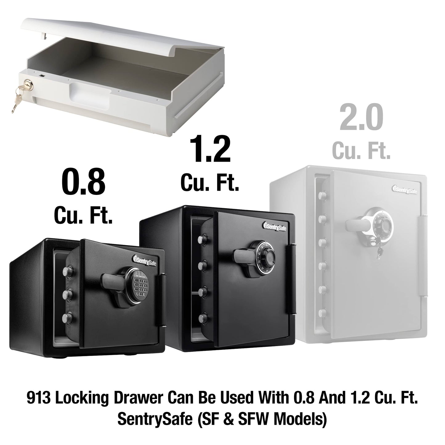 SentrySafe Locking Drawer for SFW082 and SFW123 Safes, Multi-Positional Shelf Accessory for 0.8 and 1.2 Cubic Feet Safes, 913