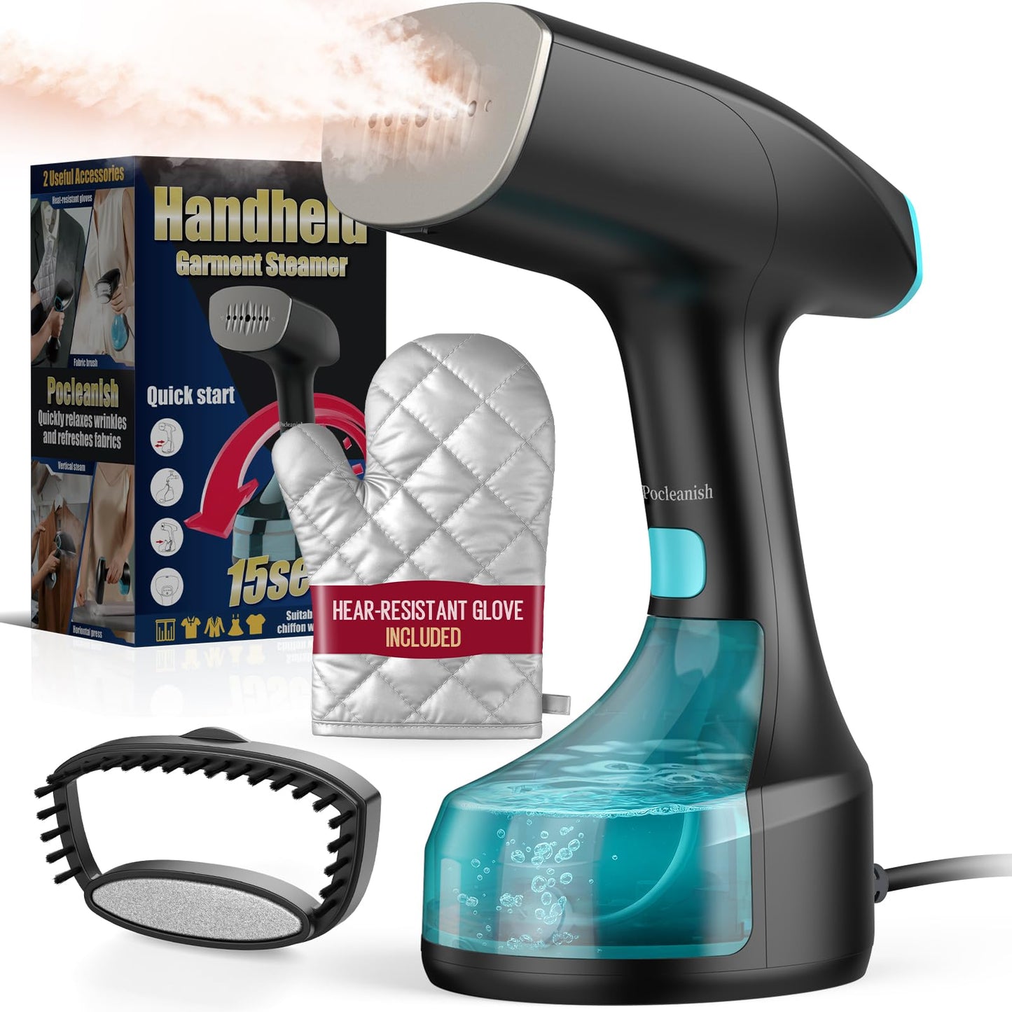 Steamer for Clothes - 1900W Strong Penetrating Steam & Fast Wrinkle Remover Portable Handheld Garment Steamer, 3 Steam Modes, Fabric Brush & 300ml Big Capacity, Clothes Steamer Iron for Home Travel