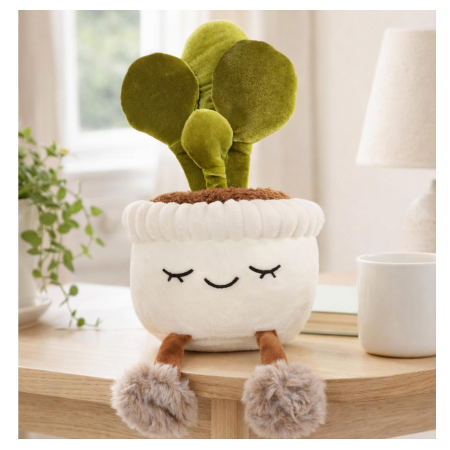 12 Inch Soft Plush Potted Plant Set of 3 Rubber Tree, Cactus and Oyster. Perfect as a Home Decoration or Office Gift (Succulents)