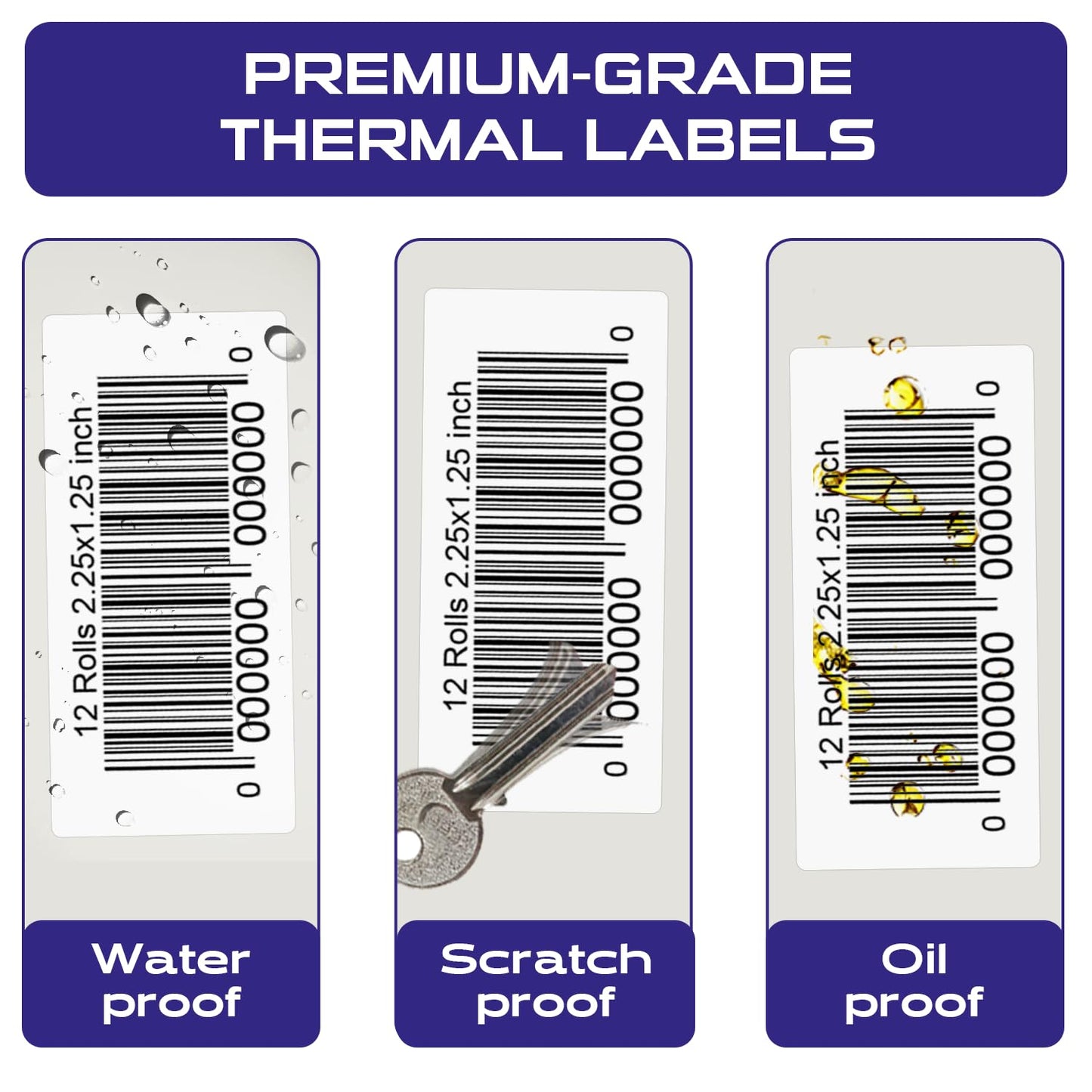CEPRICO 2.25” x 1.25” Direct Thermal Labels – 12 Rolls (1000 Labels/Roll) Perforated Waterproof Barcode Address Sticker, Self-Adhesive White Label, Compatible w/Zebra & Rollo Printers for FBA Shipping