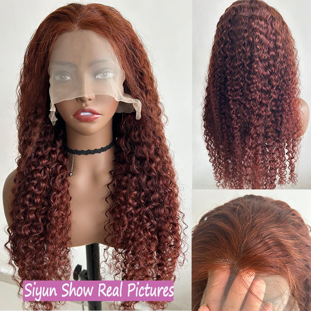 Siyun Show 13x4 Reddish Brown Deep Wave Lace Front Wigs Human Hair Wigs for Black Women 20 Inch