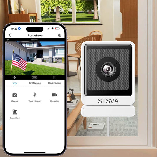 3MP 2K Window Security Camera,2.4G&5G WiFi Indoor Camera for Home with Color Night Vision,24/7 Recording,Motion Detection,Support SD Card and US Cloud Storage.(1PCS)