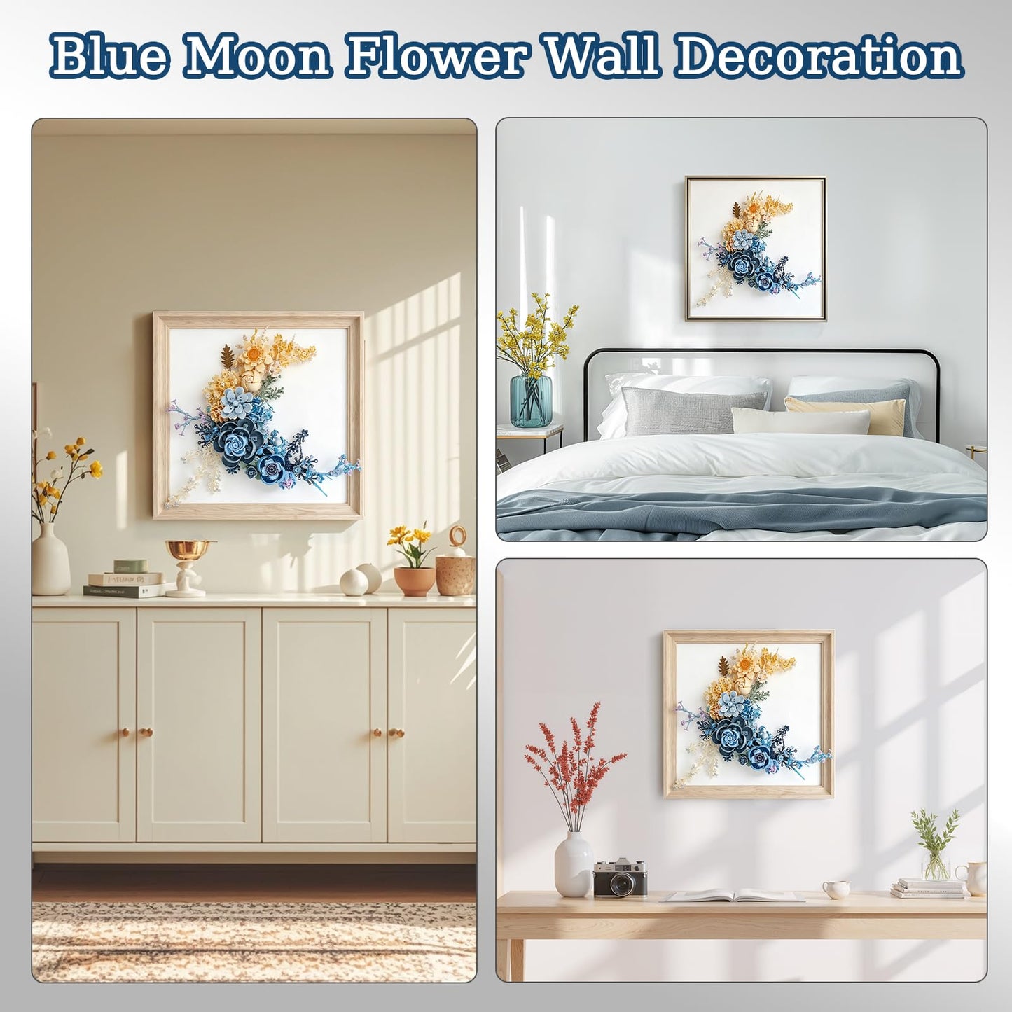 Blue Moon Flower Bouquet Building Set, Botanical Collection Artificial Flowers Building Blocks, Compatible with Lego Flowers for Adults - Gift for Christmas & Valentines, Décor Wall Art Decoration