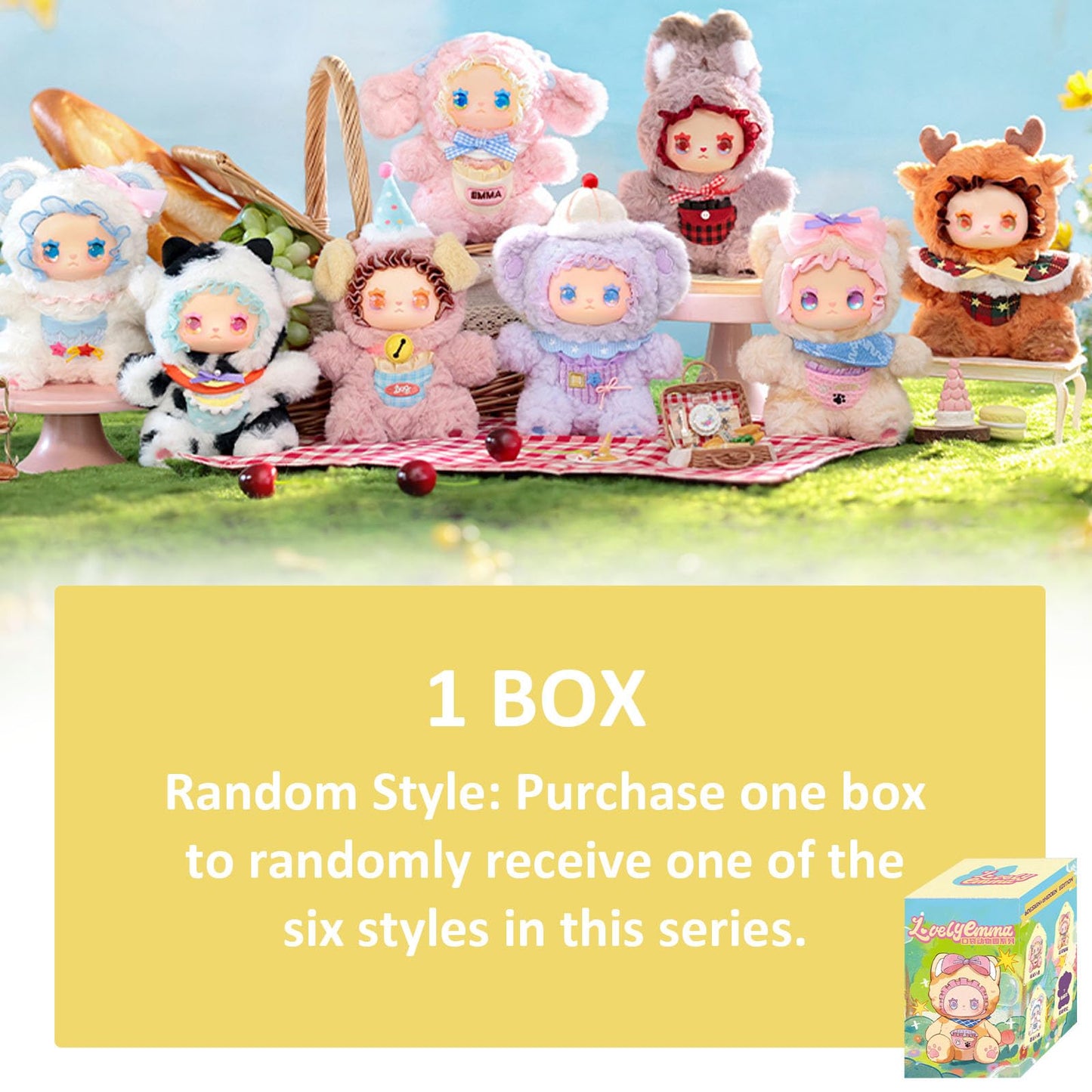 CALEMBOU Plush Doll Blind Box Figures, 6.7'' Cute Stuffed Animal Blind Plush, Kawaii 1 of 6 Possible Mystery Boxes Collectible Toys Cute Soft Plushies Birthday Gifts (Lovely Emma Pocket Zoo Series)