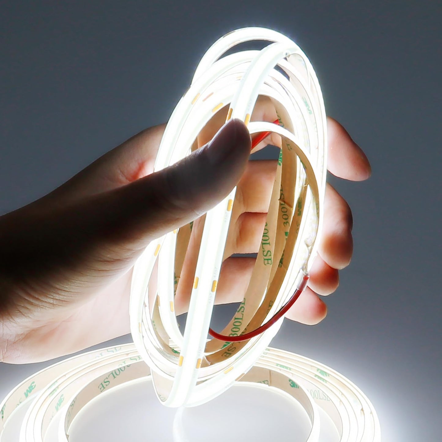 GOMING 15M/49.2ft 24V COB LED Strip Light Waterproof IP65 Cool White 6000K Uniform Glow 5760LEDs CRI 93+ Flexible LED Tape Lights for DIY Cabinet Bedroom Kitchen Home Decor(No Power Supply)