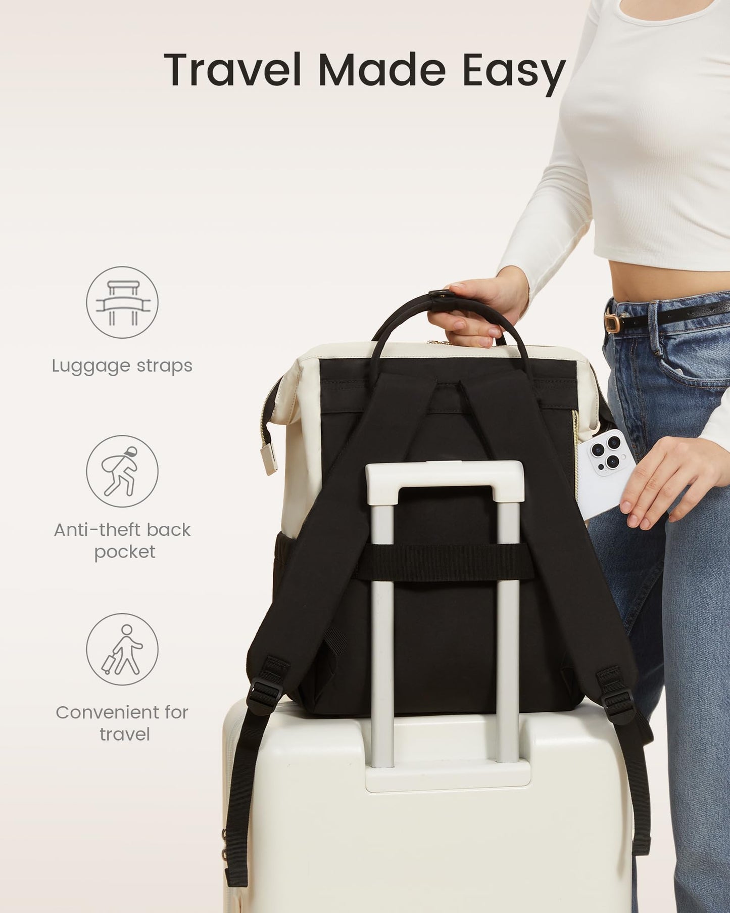 LOVEVOOK Laptop Backpack for Women, 17 Inch Work Business Backpacks Purse With Large Capacity, Waterproof Nurse Bag College Bookbag for School, Waterproof Casual Daypack for Travel