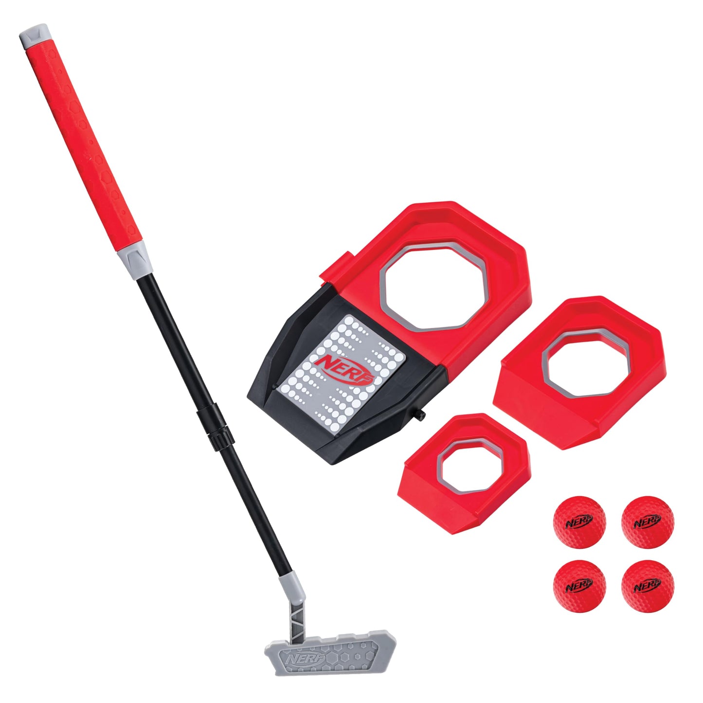 NERF Trick Shot Golf Set - Indoor + Outdoor Putting Trick Shot Kids Golf Set - Includes Putter, Balls, Ramp + Cups - All-in-One Toy for Kids