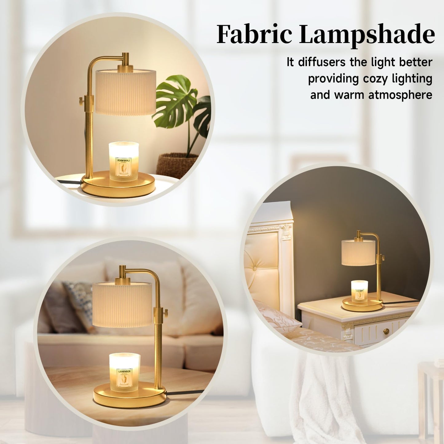 NITOWOLF Candle Warmer Lamp, Candle Lamp Warmer with Timer Adjustable Height Wax Warmer Lamp for Jar Candles, Birthday Gifts for Women Mothers Day Gifts (Gold)