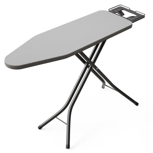 BEWISHOME Foldable Ironing Board, Compact Iron Board with 7 Adjustable Heights and Safety Iron Rest, Ironing Stand with Cover and Pad for Heat Resistance, for Laundry Room 43" X 13" Grey KYB01B