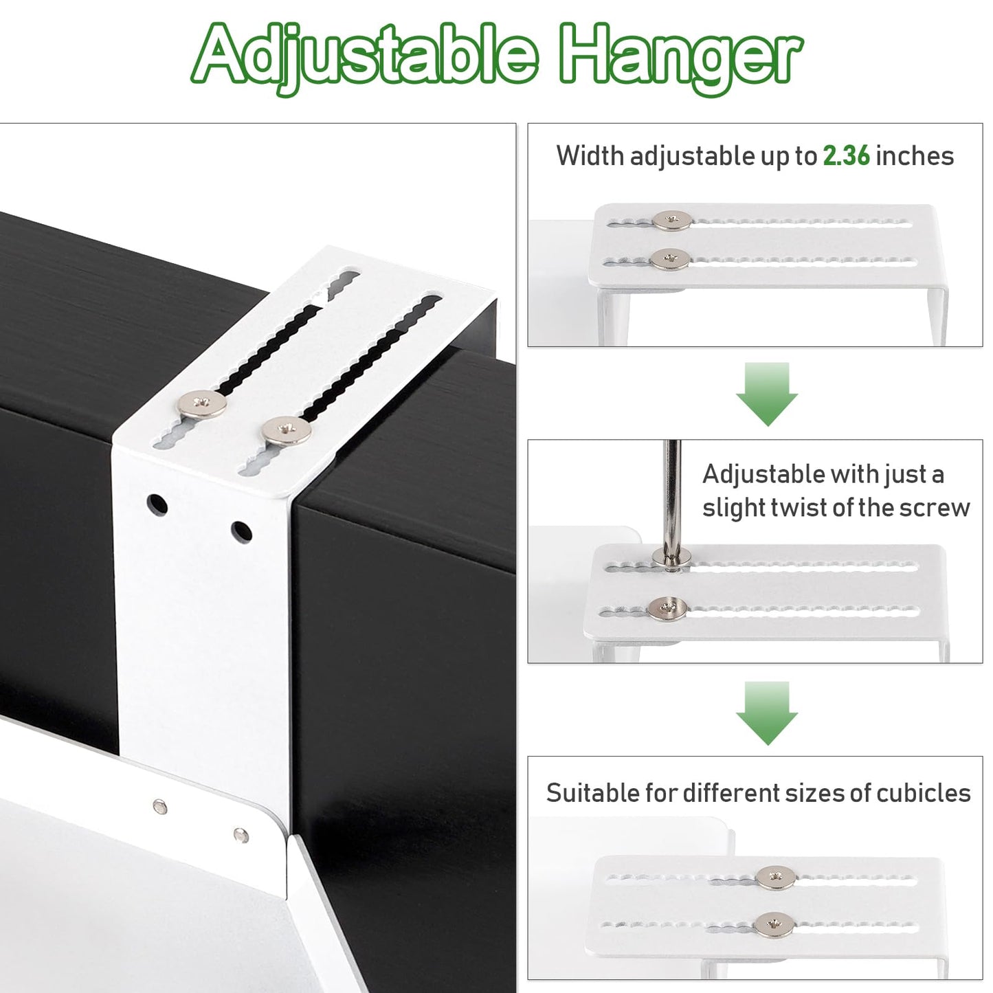 Olpchee Office Cubicle Shelf - Height Adjustable Corner Shelf with Adjustable Hooks