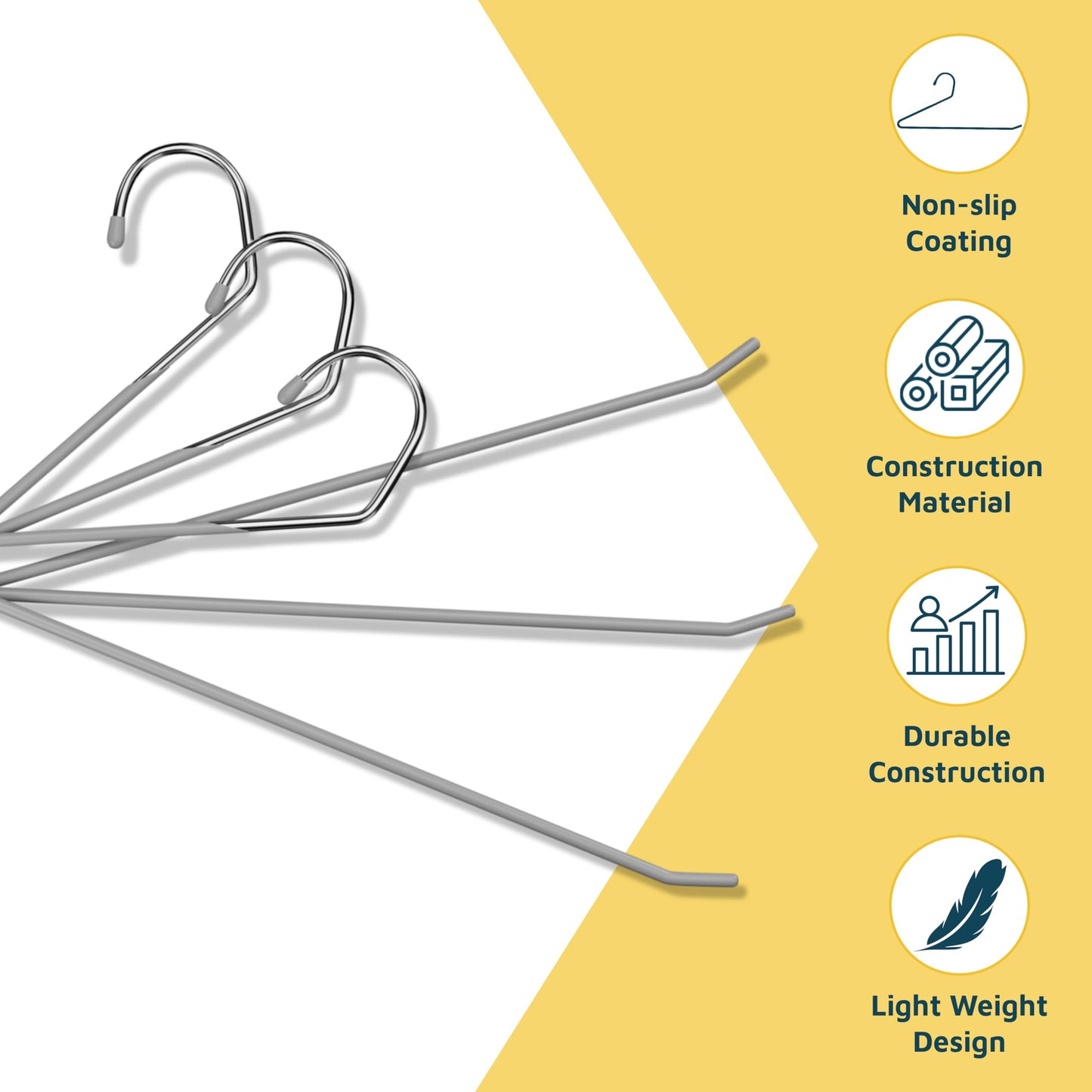 Lifemaster Metal Pants Hanger Set - 50 Pieces Elegant Non-Slip Closet Space Saving Hanger Set for Pants, Trouser, Blankets, and Jeans with Open Ended Sleek Design - Gray