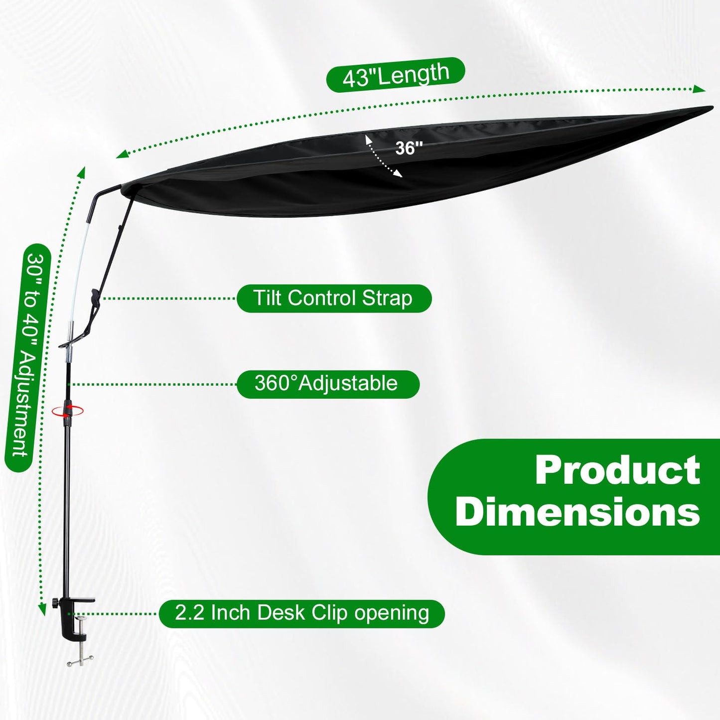 Adjustable Office Cubicle Shade – Create a Calm, Light-Free Desk, Blocks Overhead Light & Helps Reduce AC Airflow – Black Desk Shade for Office Workers