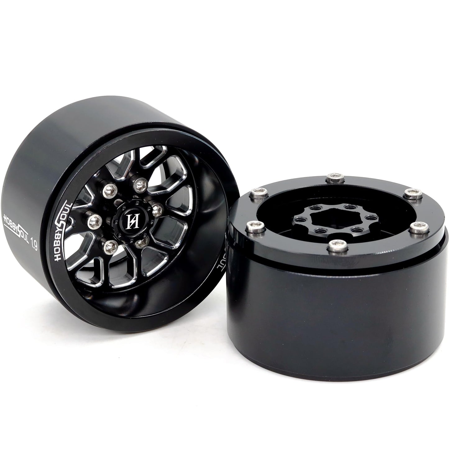 HOBBYSOUL 4pcs 1.9 Beadlock Wheels -10.5mm Negative Offset Rims 33mm Wide for RC 1/10 Crawler TRX4 SCX10 Gen8 Upgrades