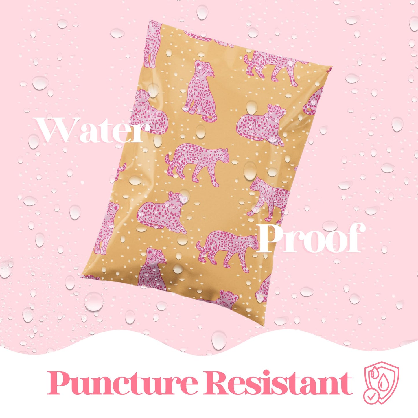 Pretty Package Store 14.5x19 Designer Poly Mailer 100 Pack Heavy Duty Waterproof Self Seal Shipping Bags for Small Business Large Mailing Envelopes Bulk Tear Resistant Packaging Pink Orange Leopard
