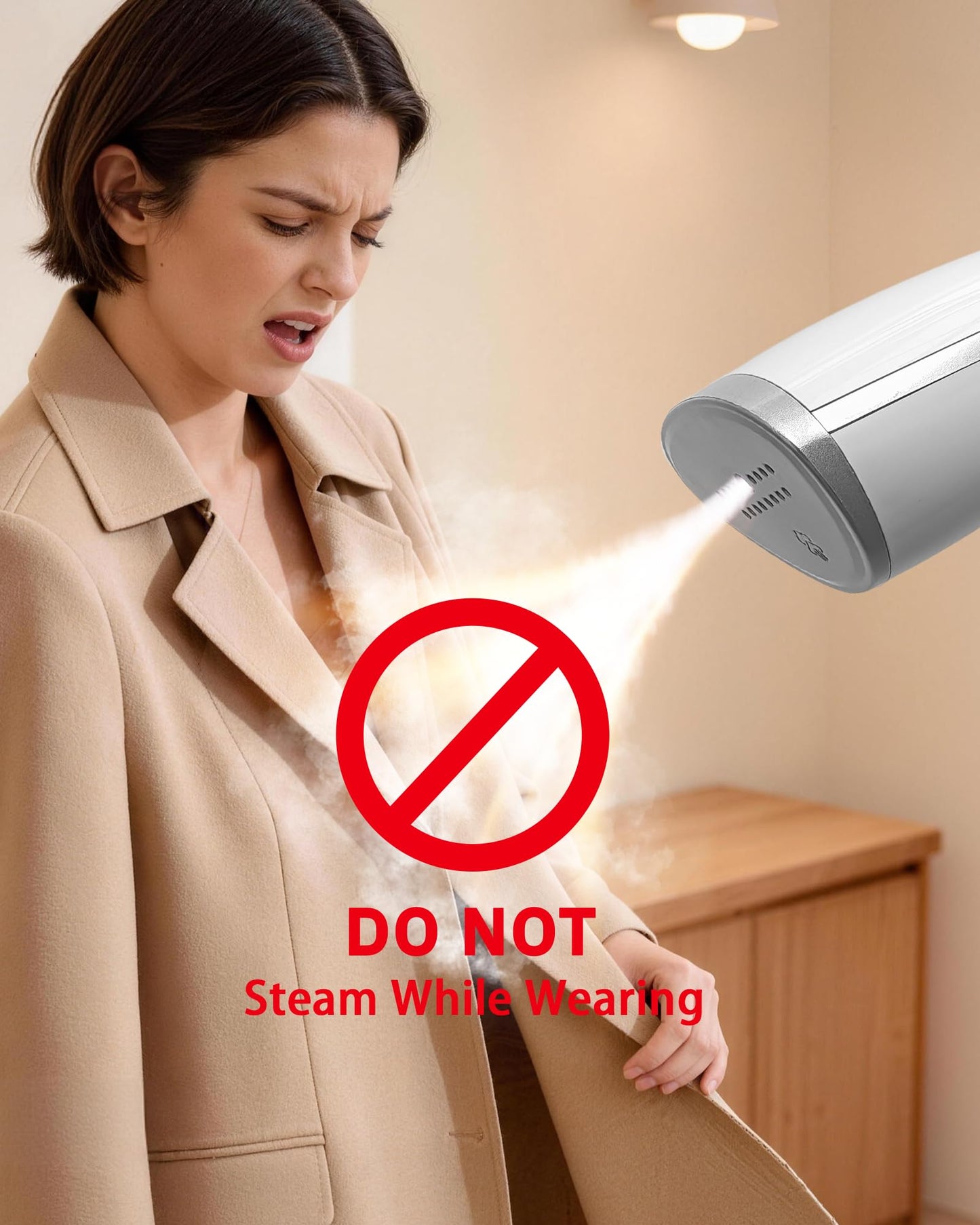 OGHom Portable Travel Handheld Steamer for Clothes, Garment Wrinkle Remover, 1000W Strong Penetrating Fabric Steamer, for Home, Office, Travel (ONLY FOR 120V) -White