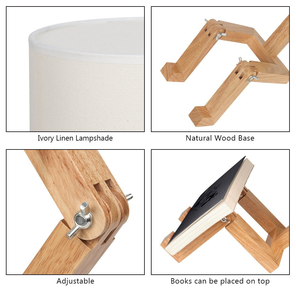 HAITRAL Cute Desk Lamp - Creative Table Lamp with Wood Base Changeable Shape Desk Lamp for Bedroom, Study, Office, Kids Room
