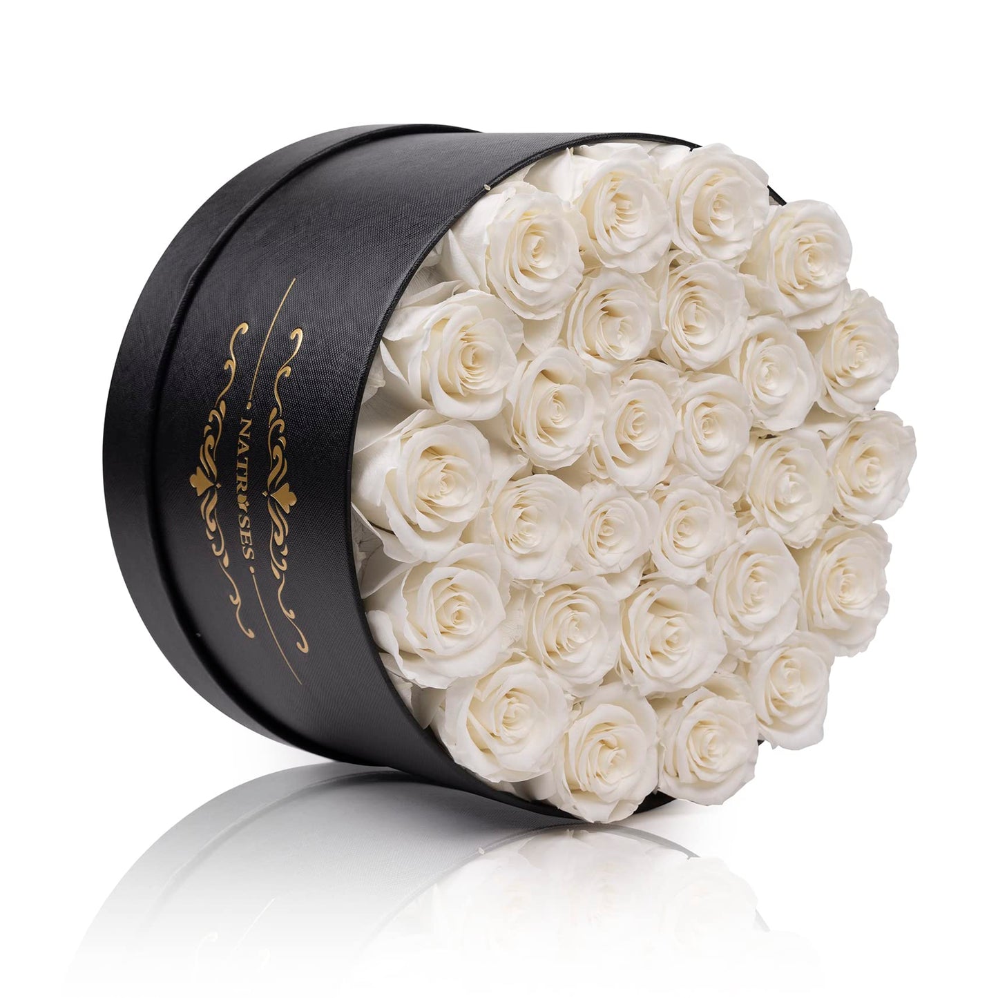 NATROSES 27 Piece Forever Preserved Roses in a Box, Preserved Flowers for Delivery Birthday, Flowers Roses Gifts for Her (White)
