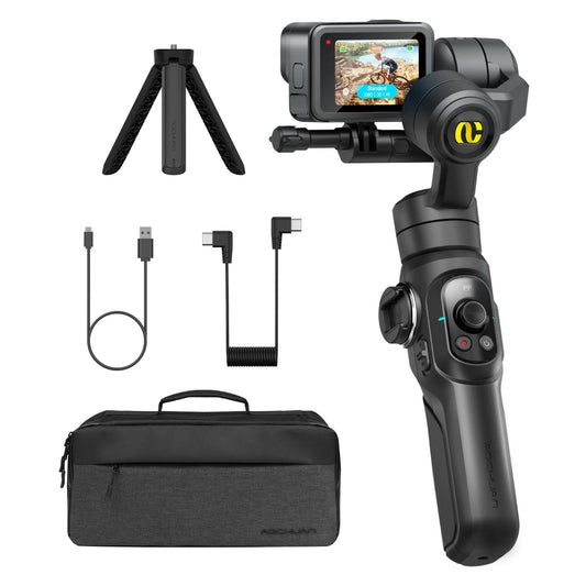 AOCHUAN Gimbal Stabilizer for Go Pro, Handheld Gimbal with 360° Rotation for Video Recording, 3-Axis Gimbal Stabilizer Compatible with Gopro Hero 12/11, Osmo Action, Insta360 ONE R,Sony RX0-Smart G1