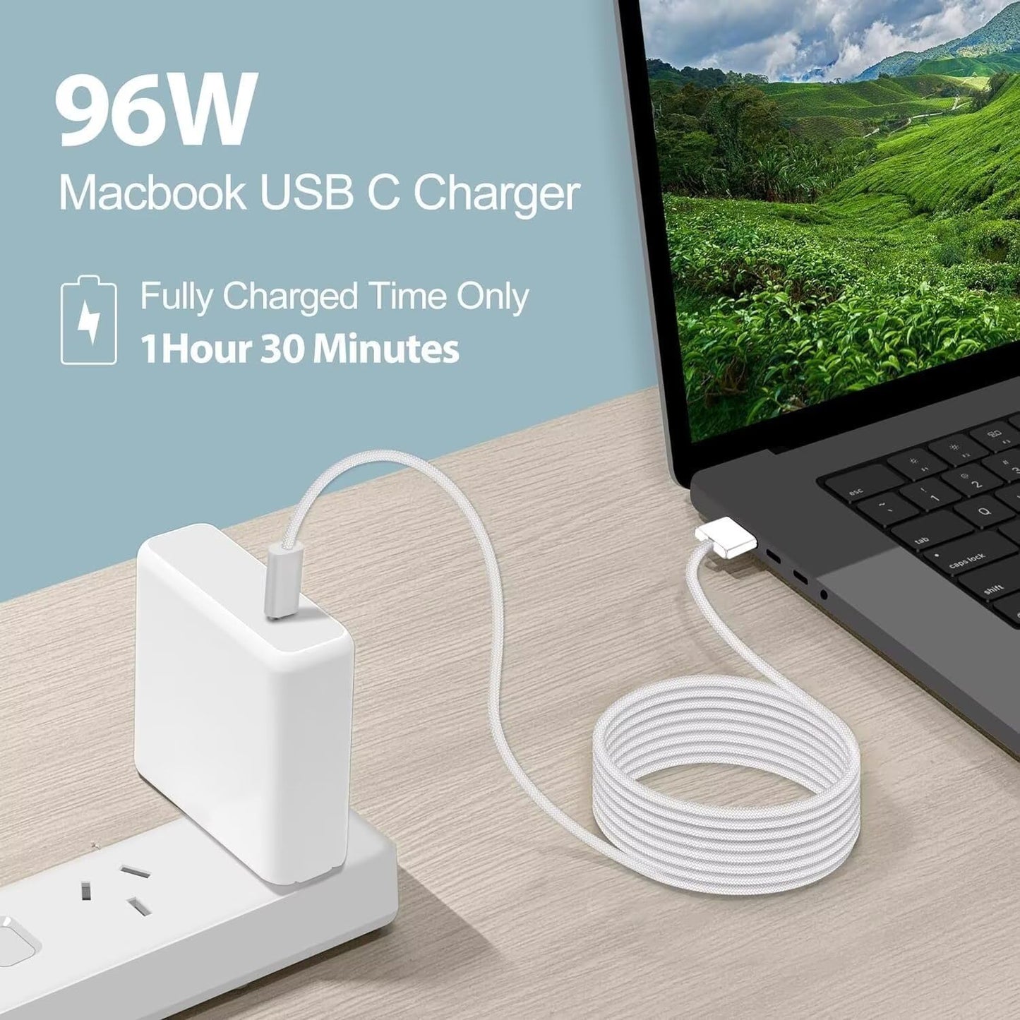96W 70W USB-C to Mag 3 Charger for Mac Book Pro Air 16 15 14 13 Inch M4 M3 M2 M1 from 2025 2024 2023 2022 2021 as Original Quality with 6.6ft USBC to 3 Cable Compatible with All USB C Power Adapter