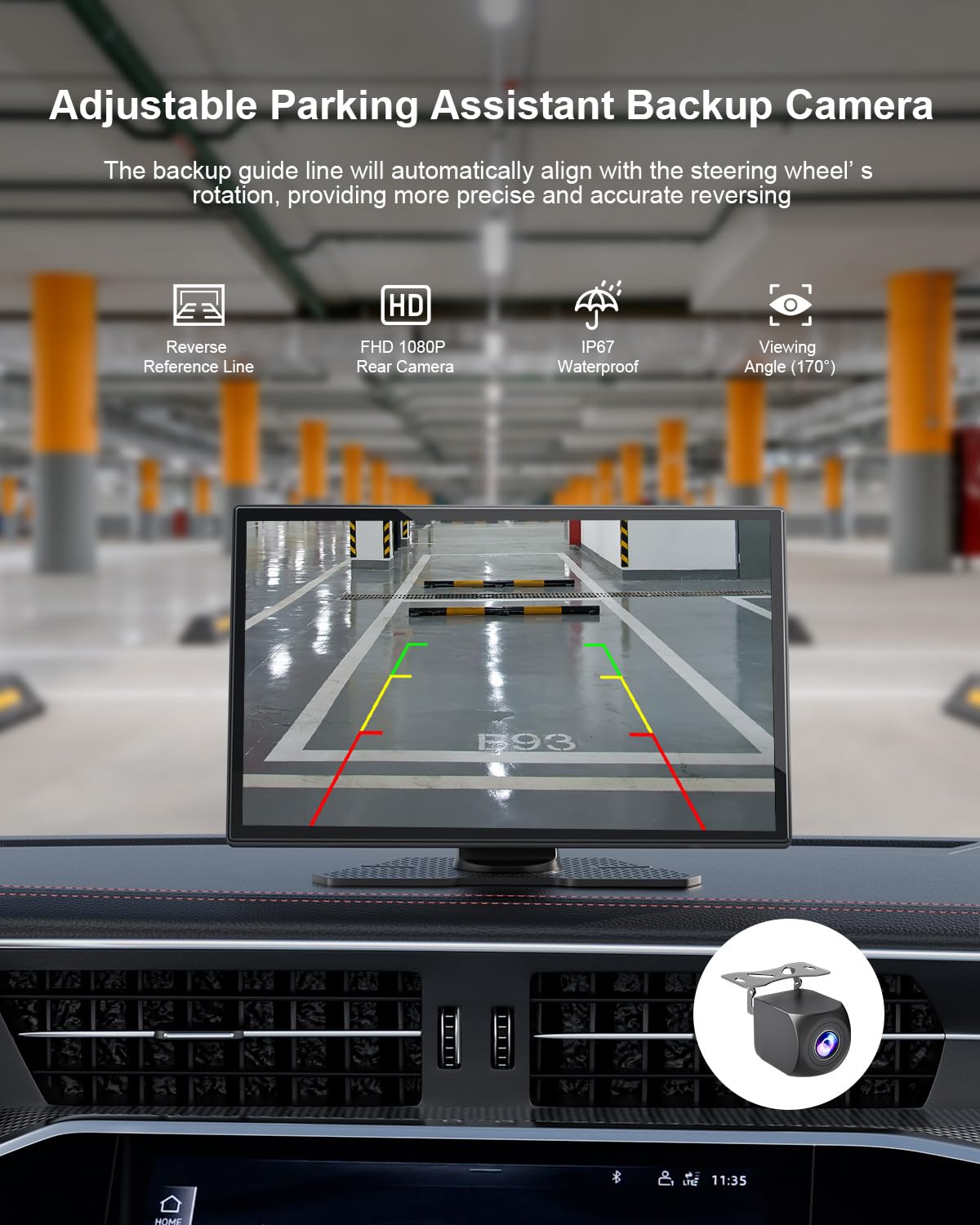 HK9 Carplay Screen for Car, 9" HD Portable Apple Carplay & Android Auto Screen, with 4K Dash Cam & 1080P Backup Camera, Upgrade Car Play Touchscreen, GPS Navigation/Siri/Mirror Link/Bluetooth/FM