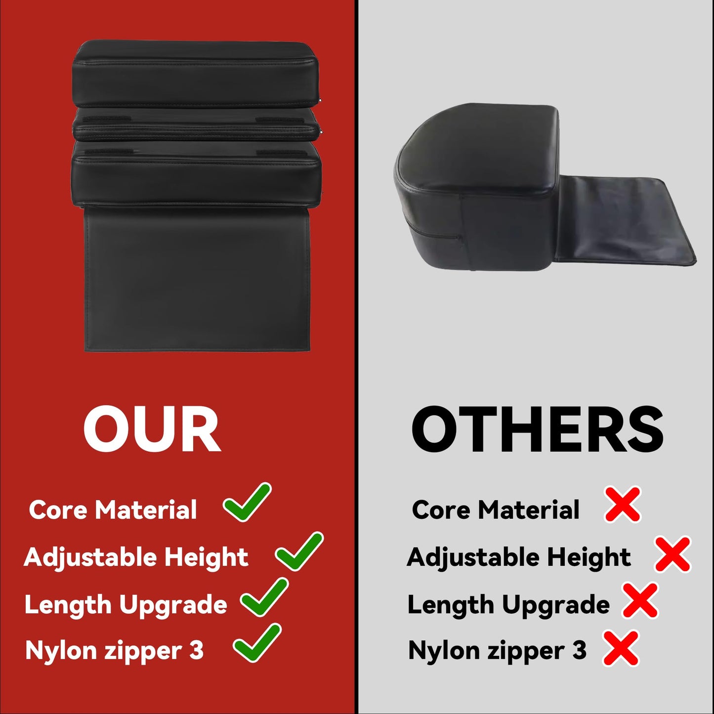HOMBYS Adjustable Salon Booster Seat for Kids Leather Children Cushion for Barber Chair, Cushion for Styling Chair, Different Heights are Adjustable to fit Children from 3-10 Years Old, 14.5"x11"