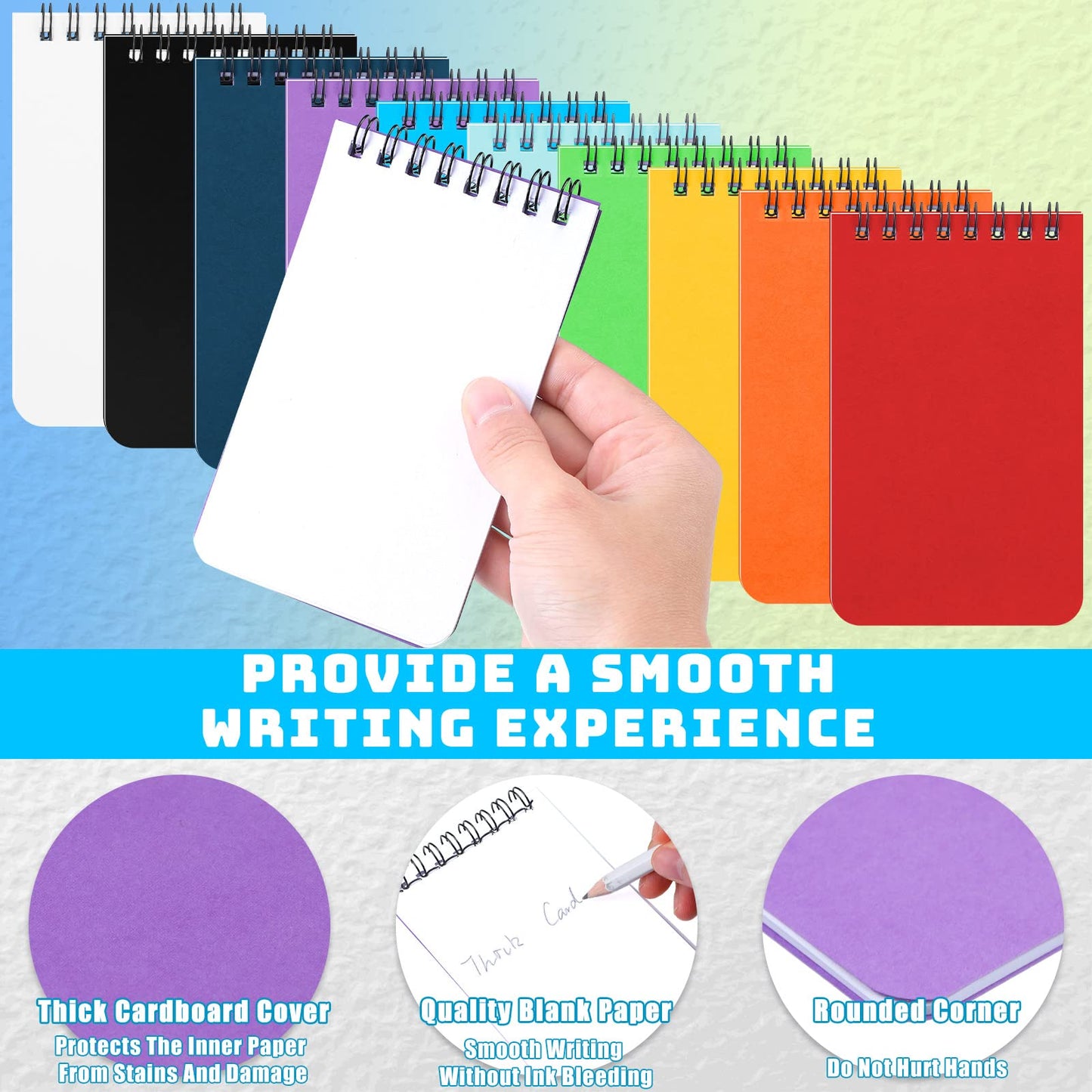Kisston 120 Pcs Top Bound Memo Books Bulk Memo Notebooks 25 Sheets/pad Mini Memorandum Small Wirebound Spiral Notepad Paper Pocket Notebook for Home Office(3 x 5 Inch,Classic Color)