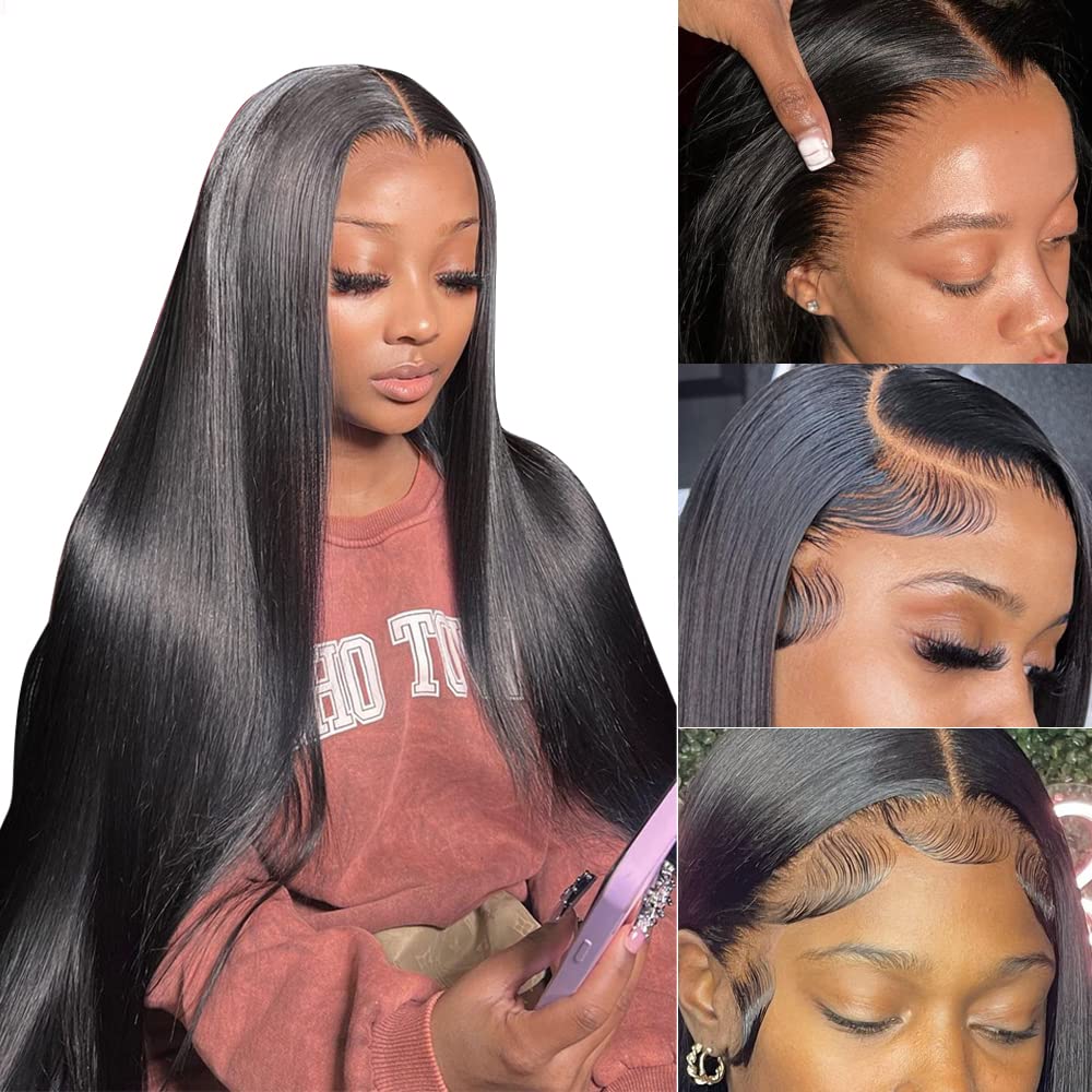 Panse Hair Lace Front Wigs Human Hair Straight 13x4 HD Transparent Lace Frontal Human Hair Wigs Pre Plucked with Baby Hair 180% Density (22inch)