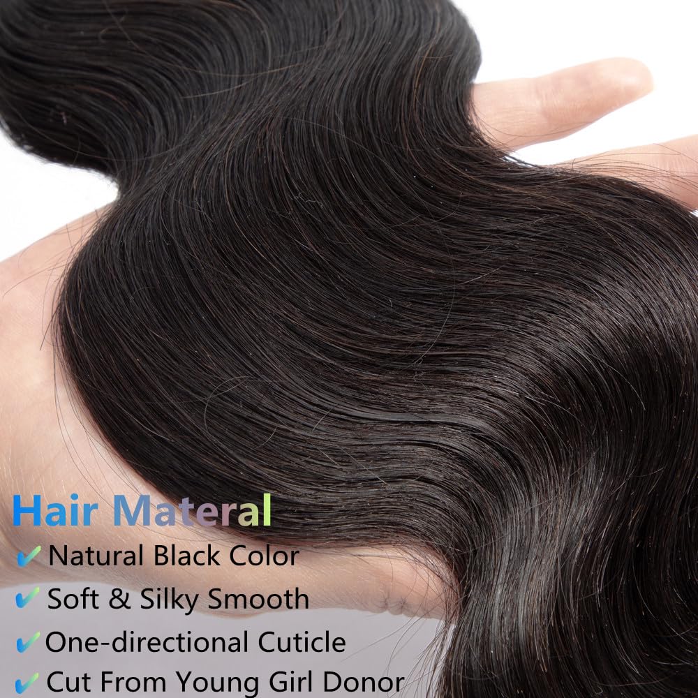 Superfect Brazilian Human Hair Bundles 18 20 22 Inch Body Wave Bundles Human Hair 12A 100% Unprocessed Virgin Hair Weave 3 Bundles Deals Human Hair Natural Black Color (18 20 22, Body Wave 3 Bundles)