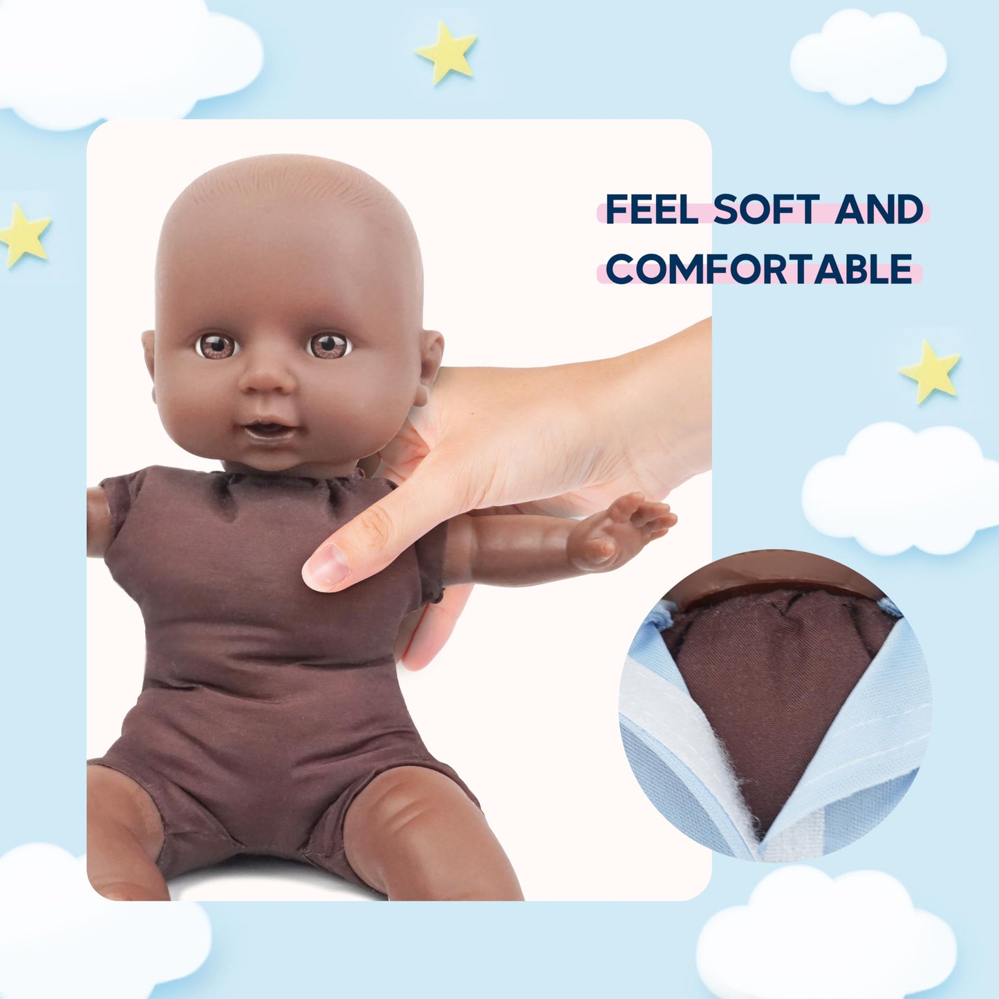 Toy Choi's Twin Baby Dolls - 30cm Two Soft Body Black and White Doll with Accessoires, Dolls Play Set for 2 3 4 5 Year Old Boys and Girls Gift | Blue Outfit Doll Set