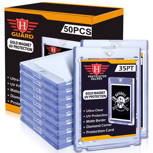 50ct Magnetic Card Holders Cases, 35pt Baseball Cards Protectors Fit for Sports Cards, Game Cards, Standard Cards Storage and Display