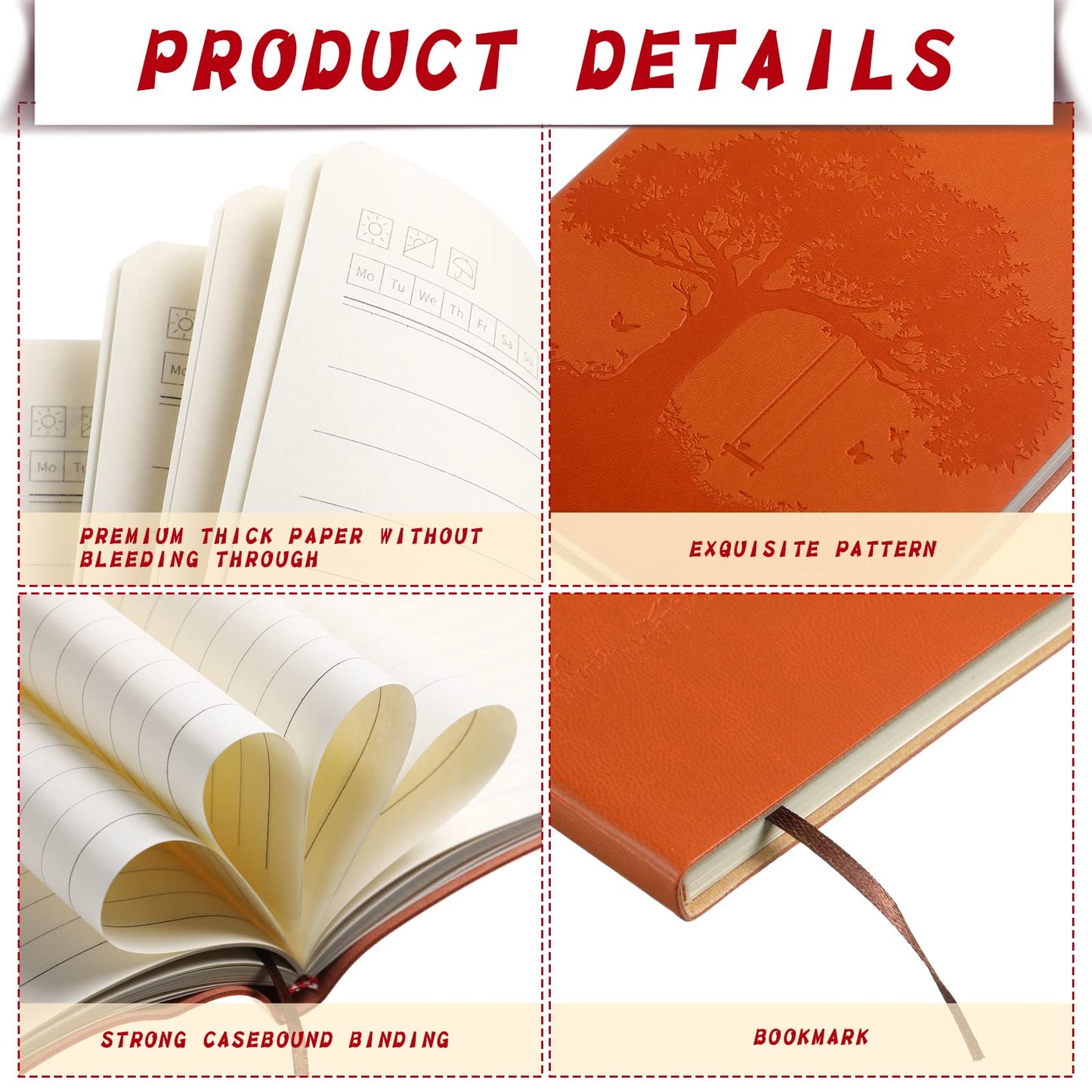 TaoBary 24 Pcs A5 PU Leather Journals Bulk Colorful Tree Journal Notebook Soft Leather Cover Lined Ruled Writing Notebook for Office Back to School Volunteer Group Team (Bright Colors)
