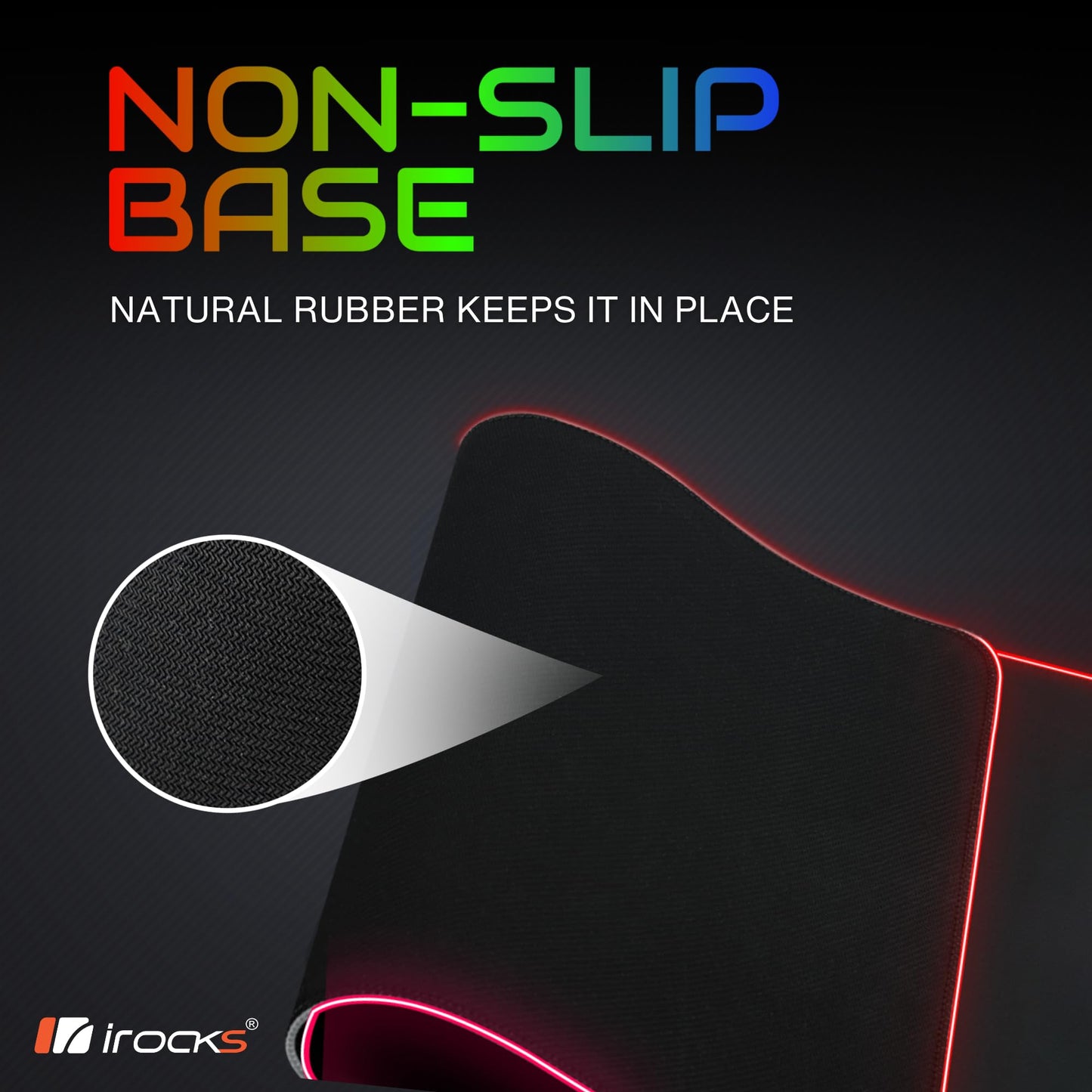 i-Rocks Extra Long RGB Gaming Mouse Pad, 10W Wireless Fast Charger, Natural Rubber Non-Slip Base, 35.4"x11.8" Desk Mat, Qi-Compatible for iPhone, Samsung, AirPods, 7 Colors & 3 RGB Effects