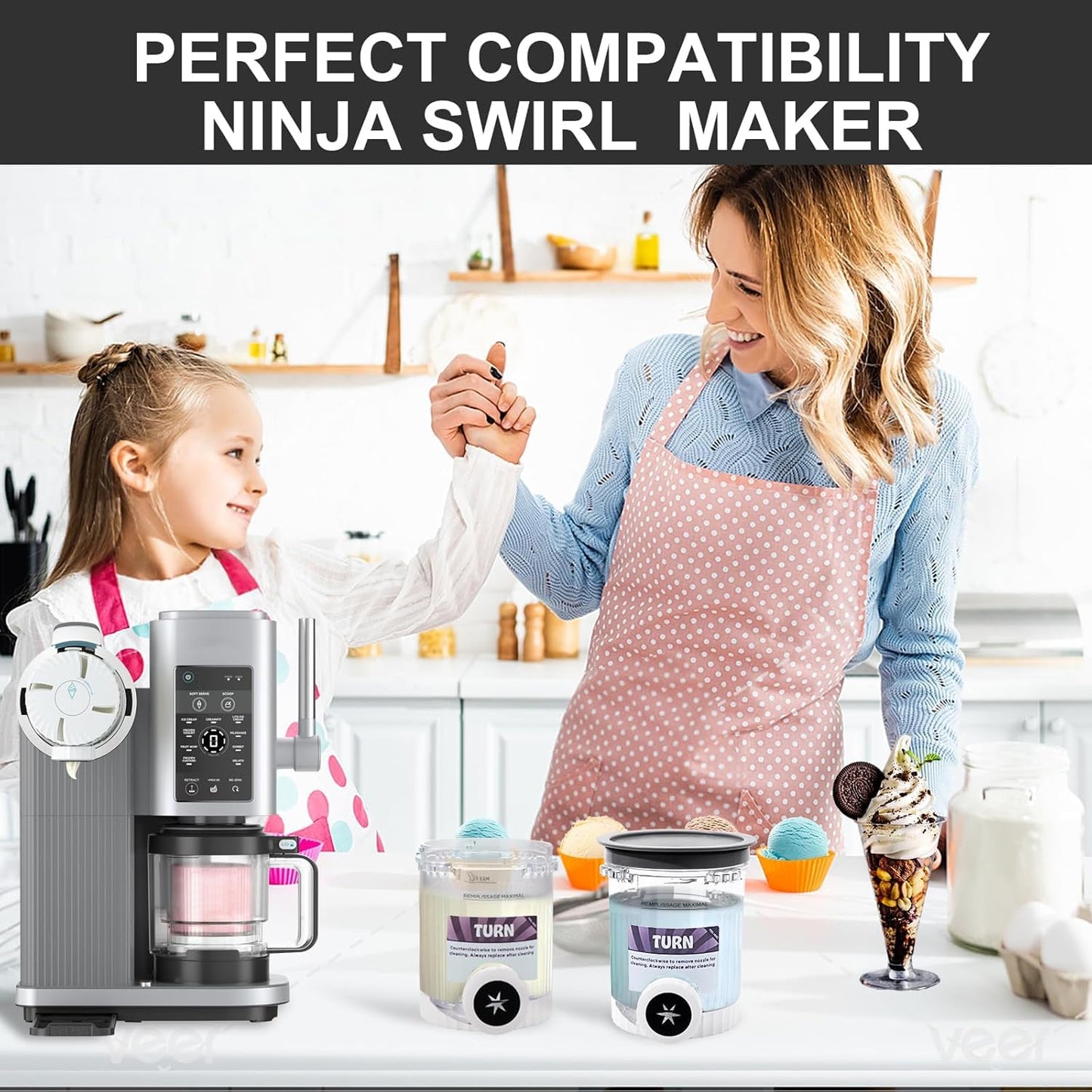 4 Pack Creami Swirl Pints and Lids for Ninja NC700 NC701 Series Accessory,16oz Creami Pint with Ice Cream Makers Compatible for Ninja Swirl Ice Cream & Soft Serve Makers BPA Free & Dishwasher Safe