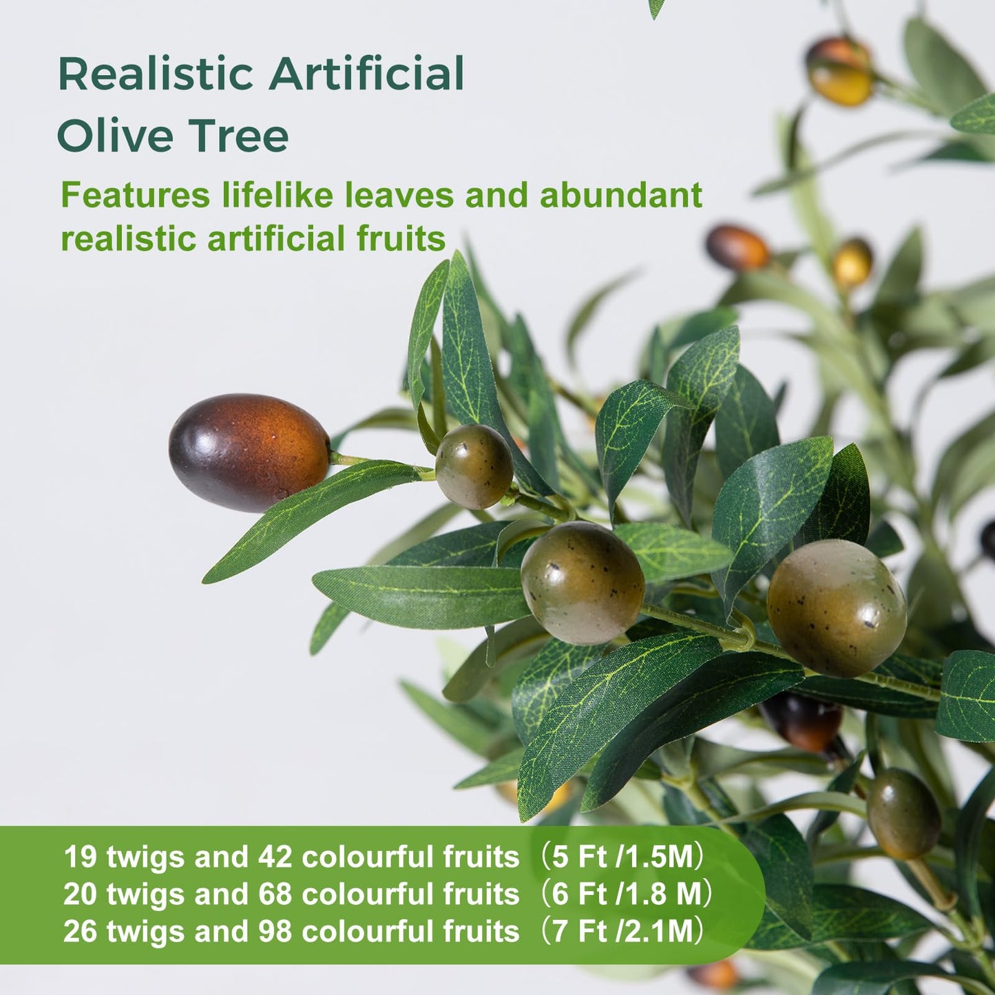 Olive Trees Artificial Indoor, 5FT Tall Faux Olive Tree with Moss and Planter, Artificial Plants Indoor with Realistic Silk Leaves and Lifelike Fruits, Fake Tree for Home Office Living Room Decor