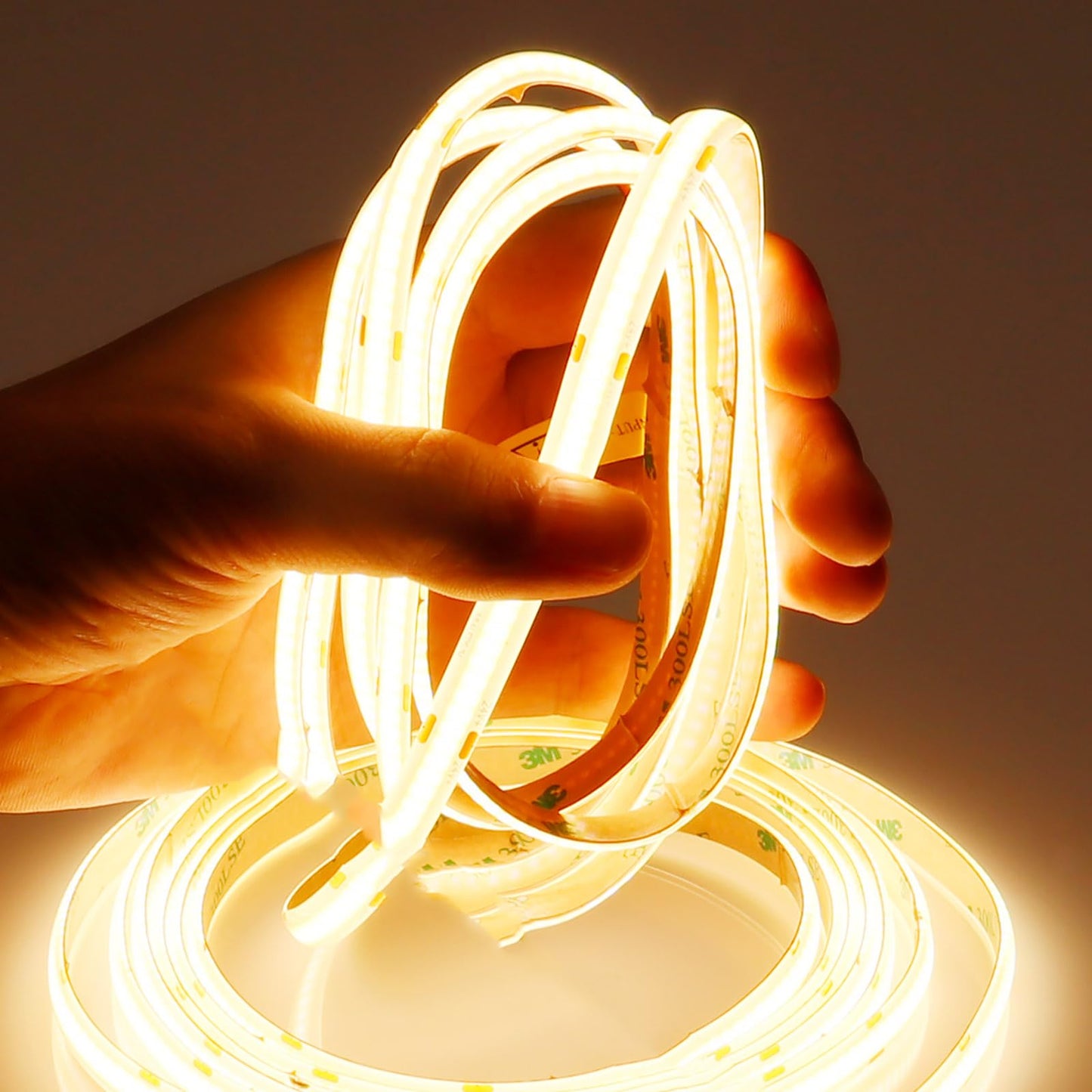 GOMING 15M/49.2ft 24V COB LED Strip Light Waterproof IP65 Warm White 3000K Uniform Glow 5760LEDs CRI 93+ Flexible LED Tape Lights for DIY Cabinet Bedroom Kitchen Home Decor(No Power Supply)