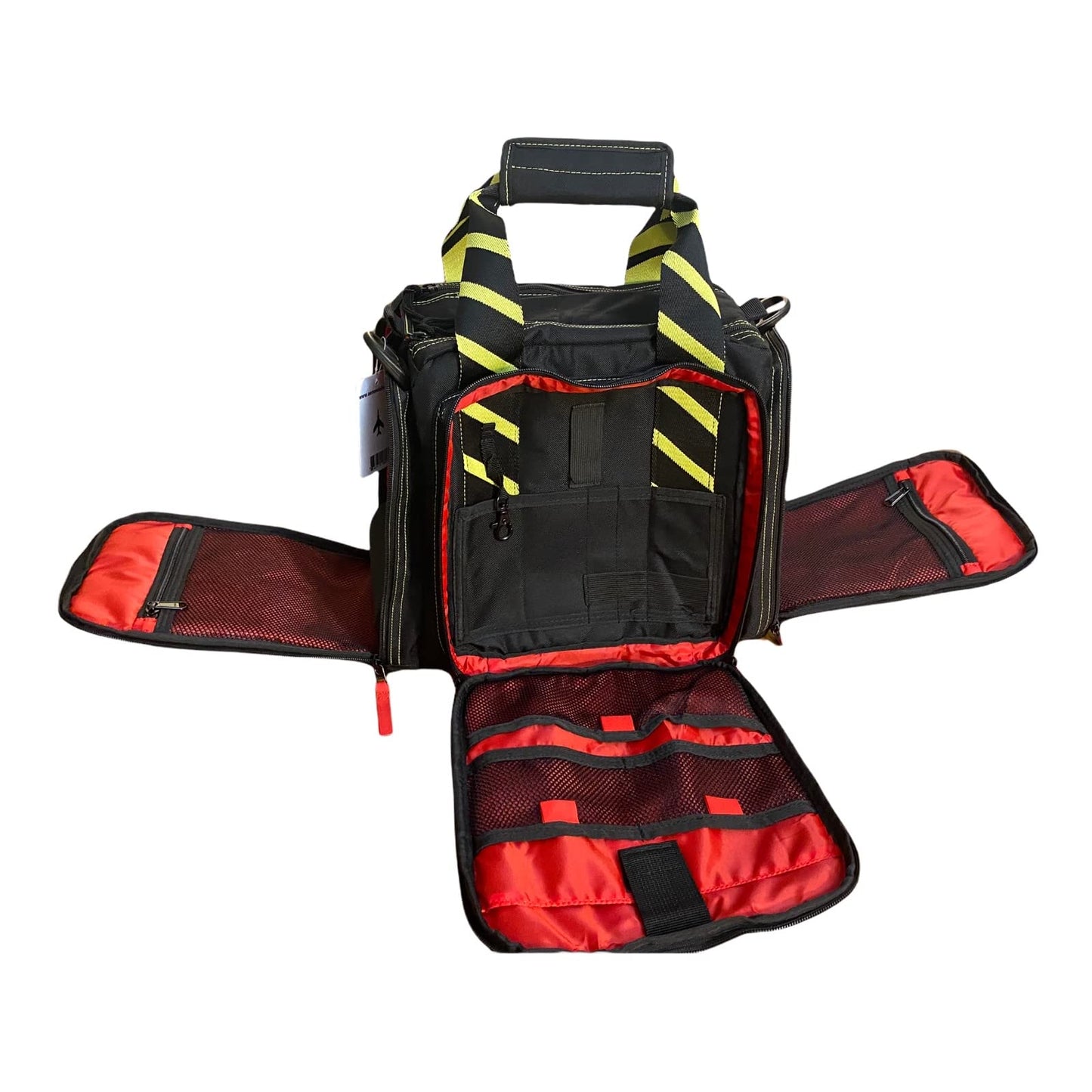 F-22 Aeronavale Aerovolution Pilot Flight Bag, Multiple Pouches, Waterproof Nylon, Shooting Bag, Integrated Glasses Case, Top Gun Bag Black/Yellow/Red, Black, Yellow and Red, Modern